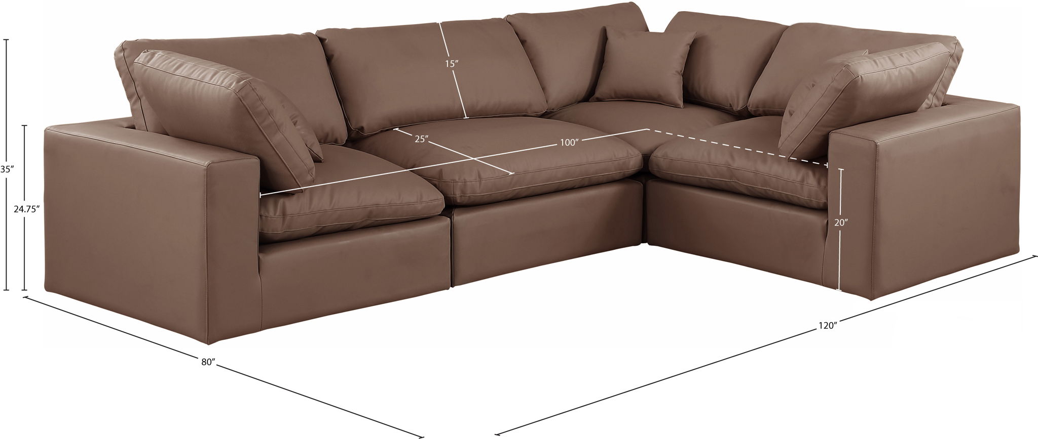 Comfy - 4 Piece Faux Leather Modular Sectional