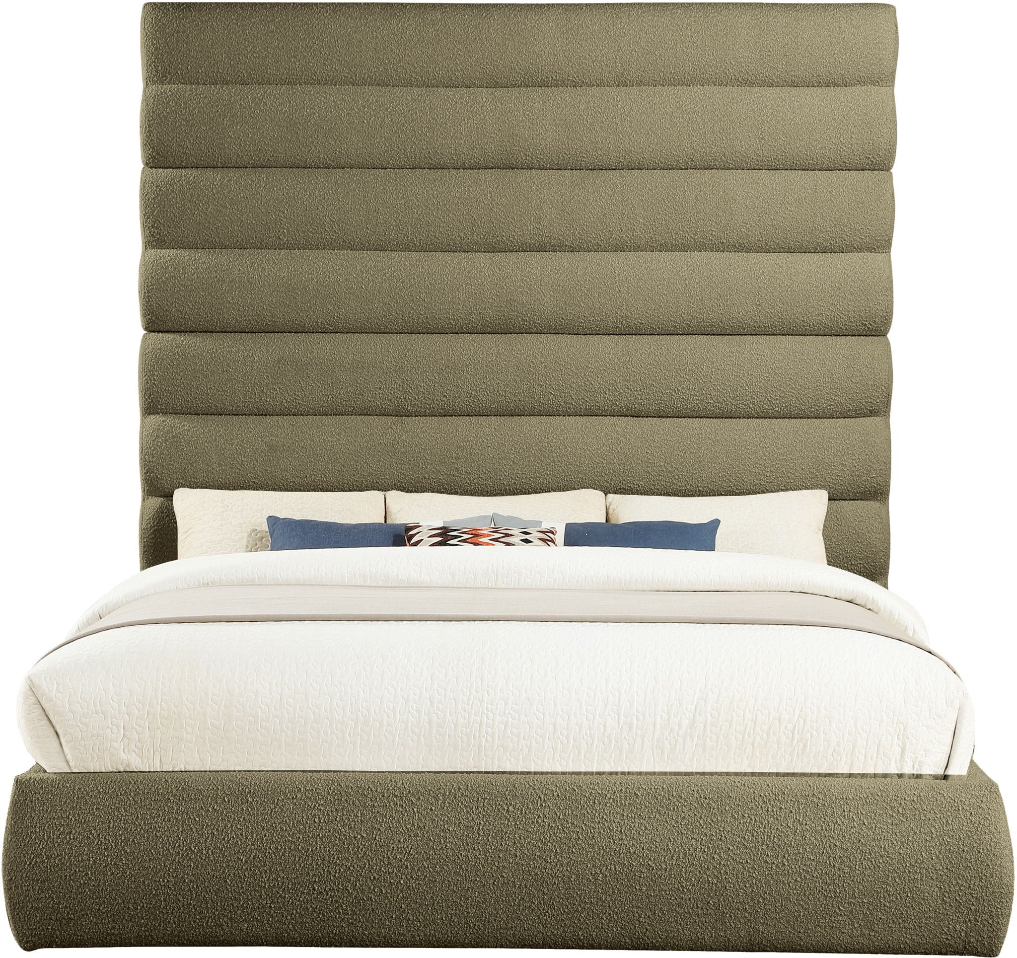 Adam - Boucle Fabric Bed With 89" Headboard