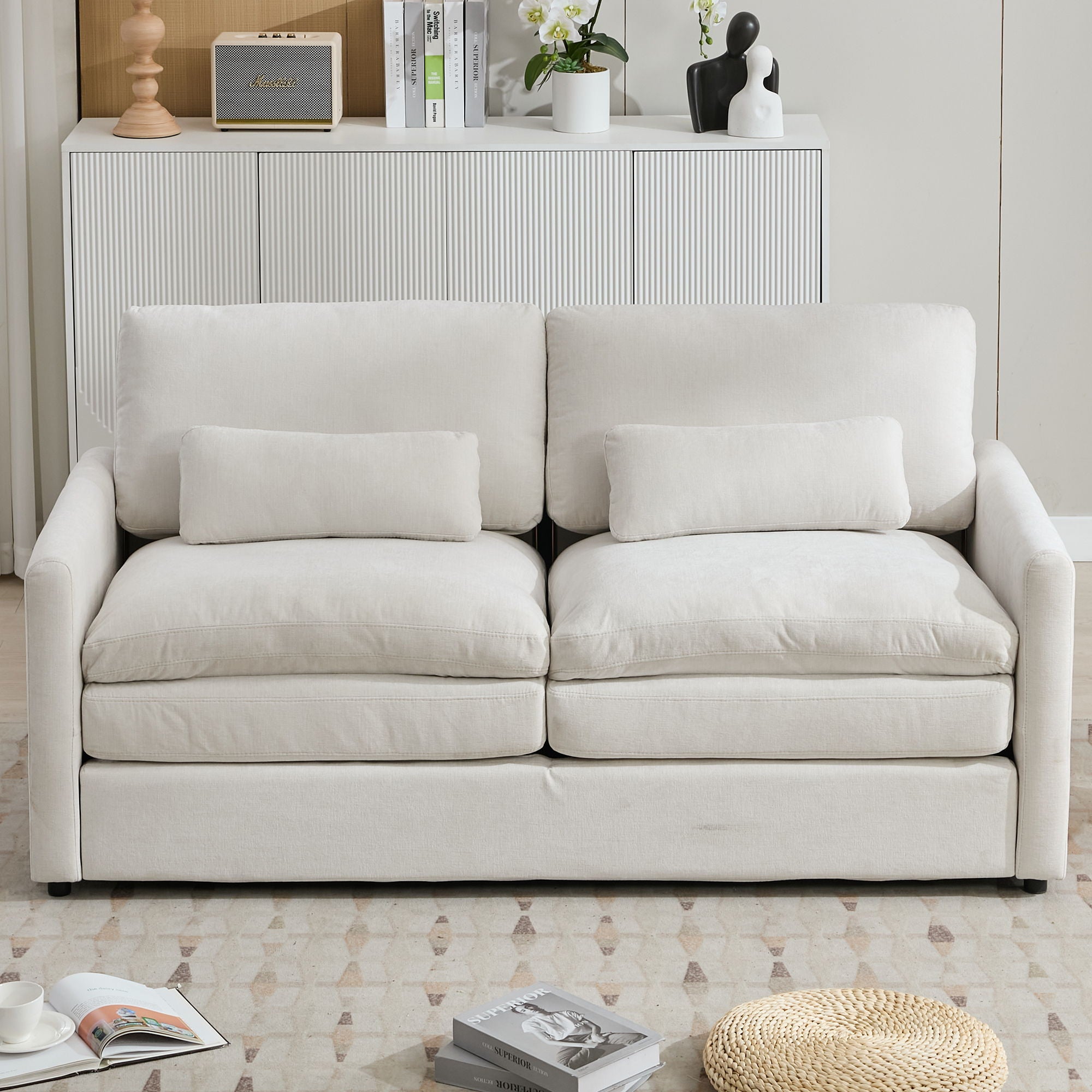 Cozy Upholstered Cushion Loveseat Sofa For Living Room