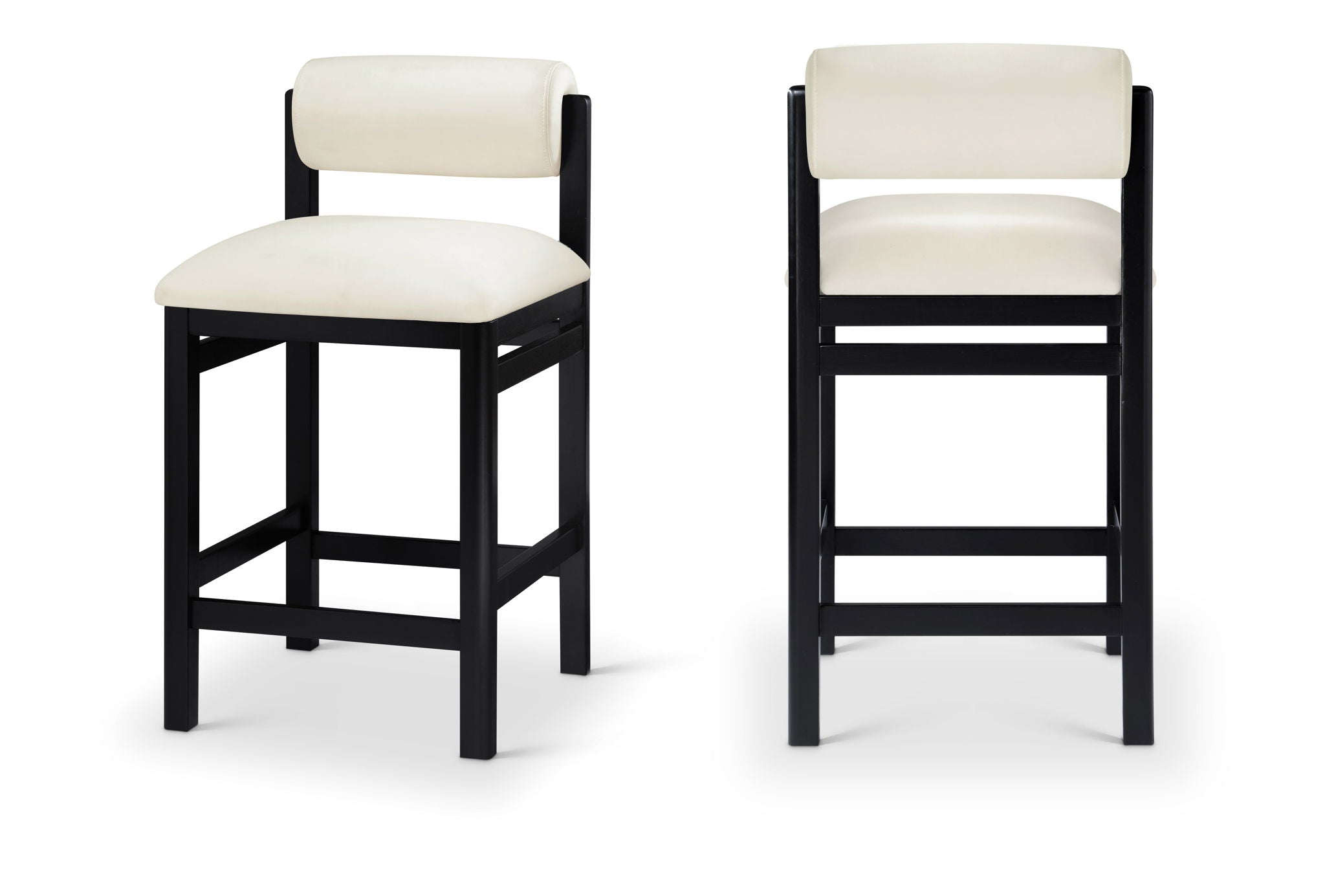 Roundhill - Faux Leather Counter Stool - Black Frame