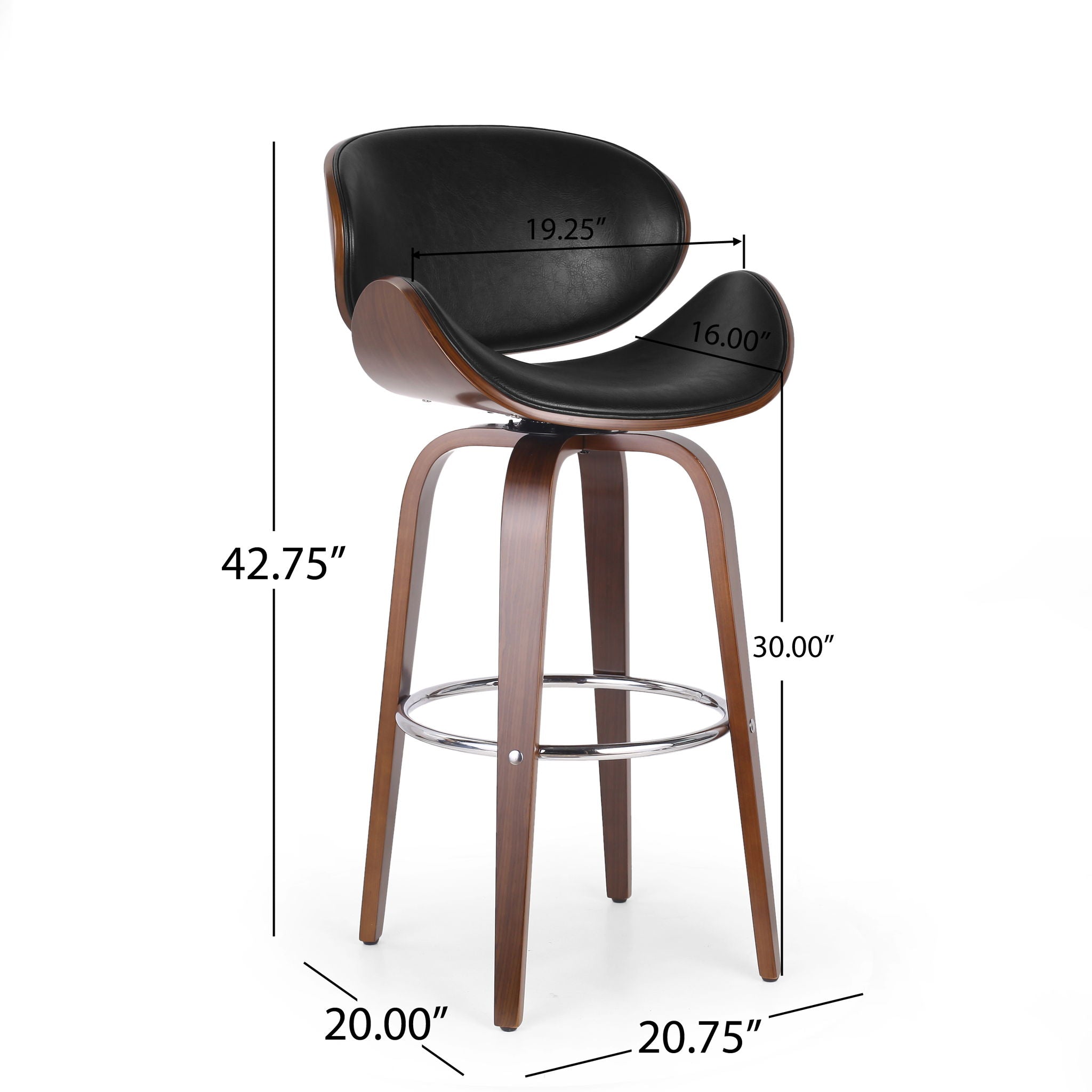 Lumos - Mid Century Modern Upholstered Swivel Barstool