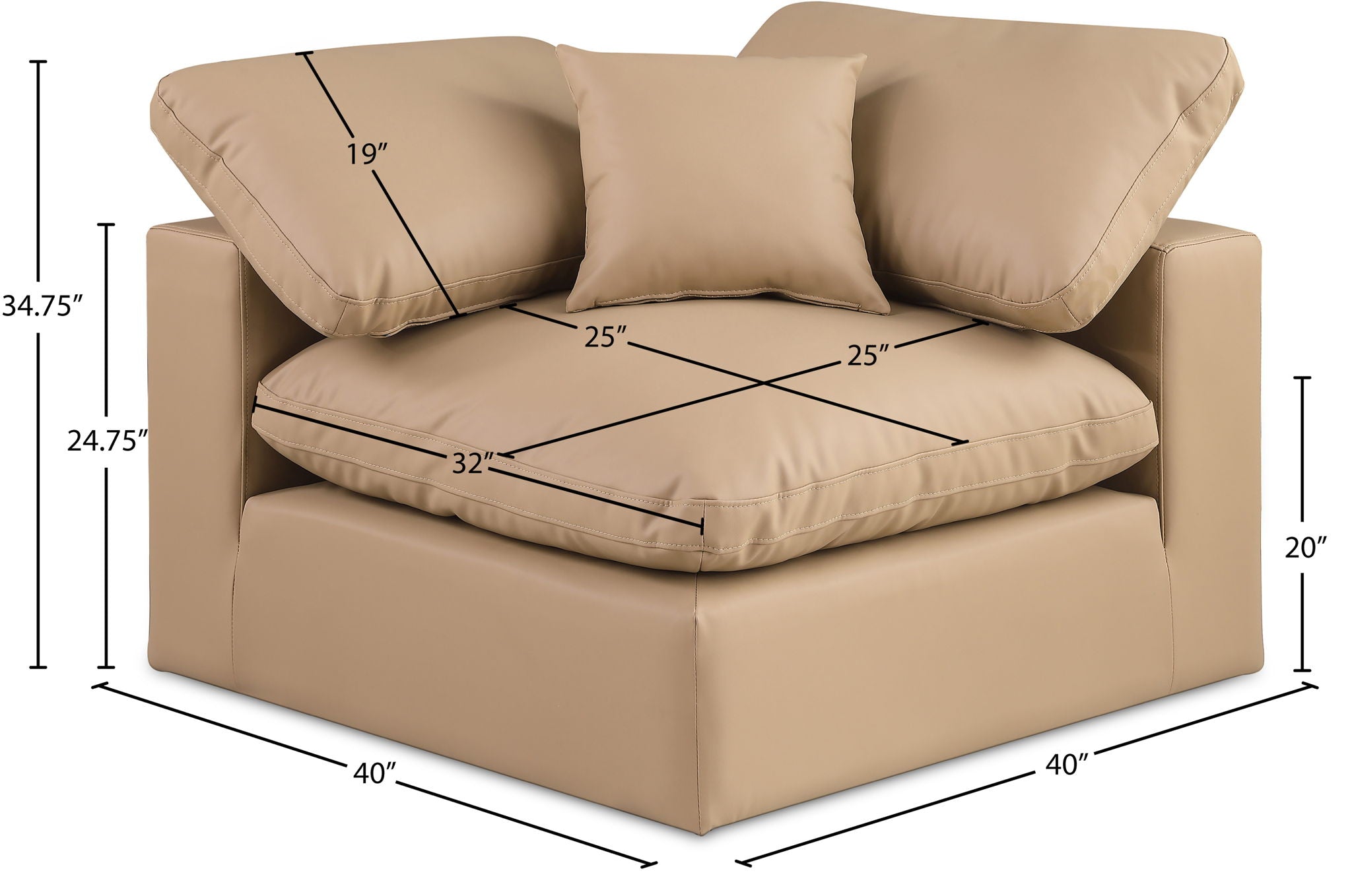 Comfy - Faux Leather Corner Chair - Tan
