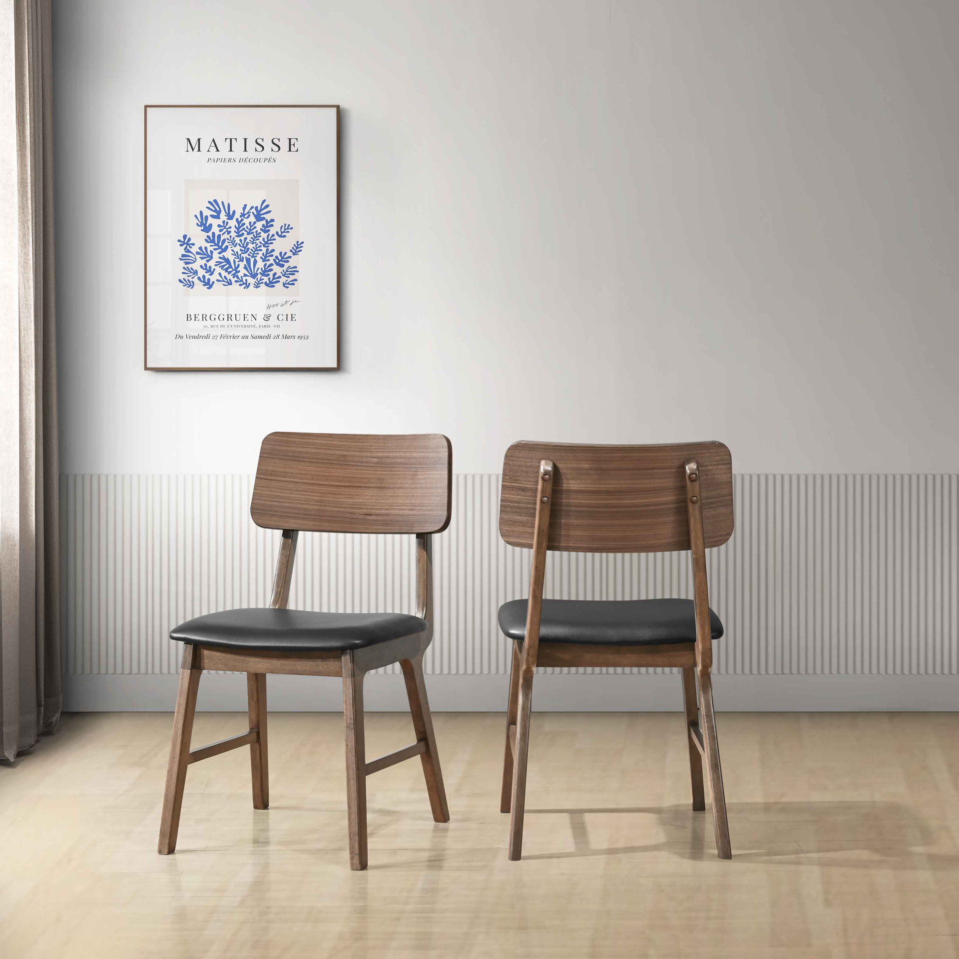 Thea - Wood Back Side Chair With Black Seat (Set of 2) - Walnut