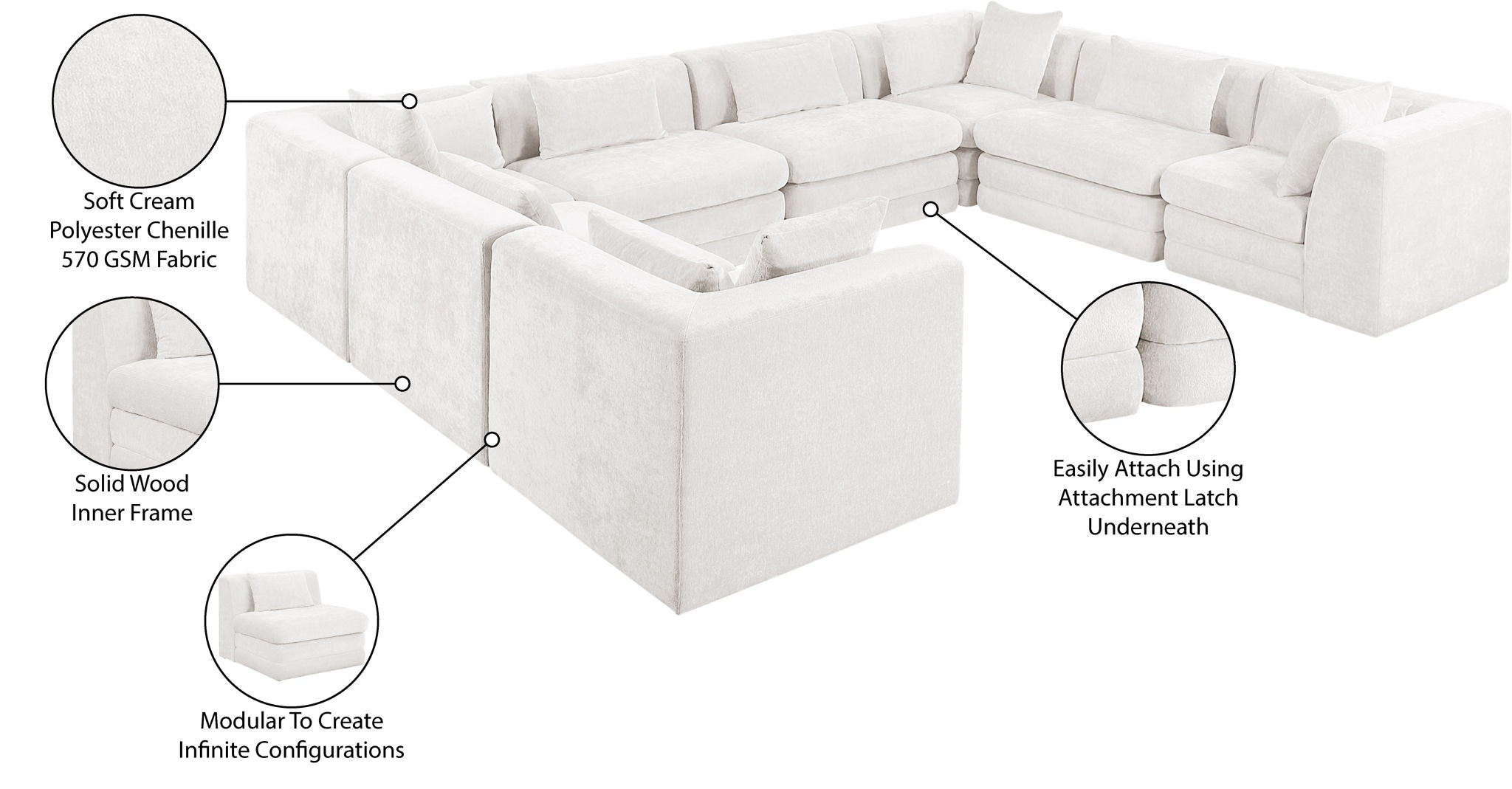 Stellar - 8 Piece Chenille Fabric Upholstered Modular Sectional