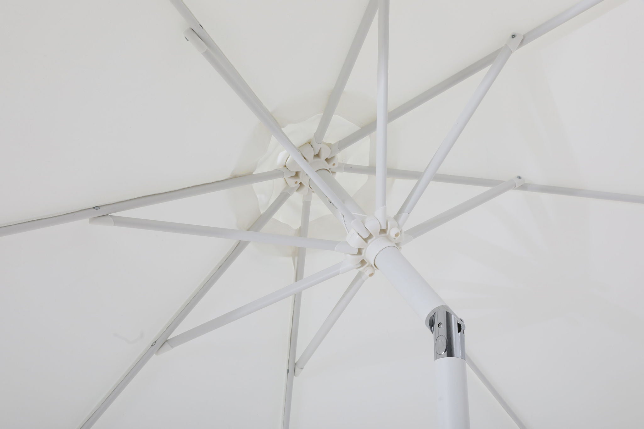 Fiji - Aluminum Patio Umbrella With Round Teak And White Base