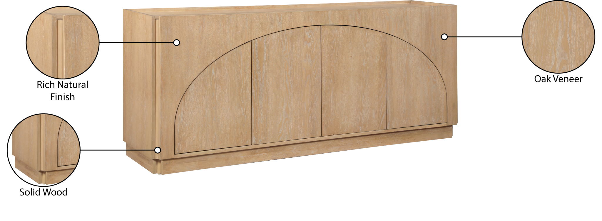 Everson - Oak Veneer And Solid Wood Sideboard/Buffet - Natural