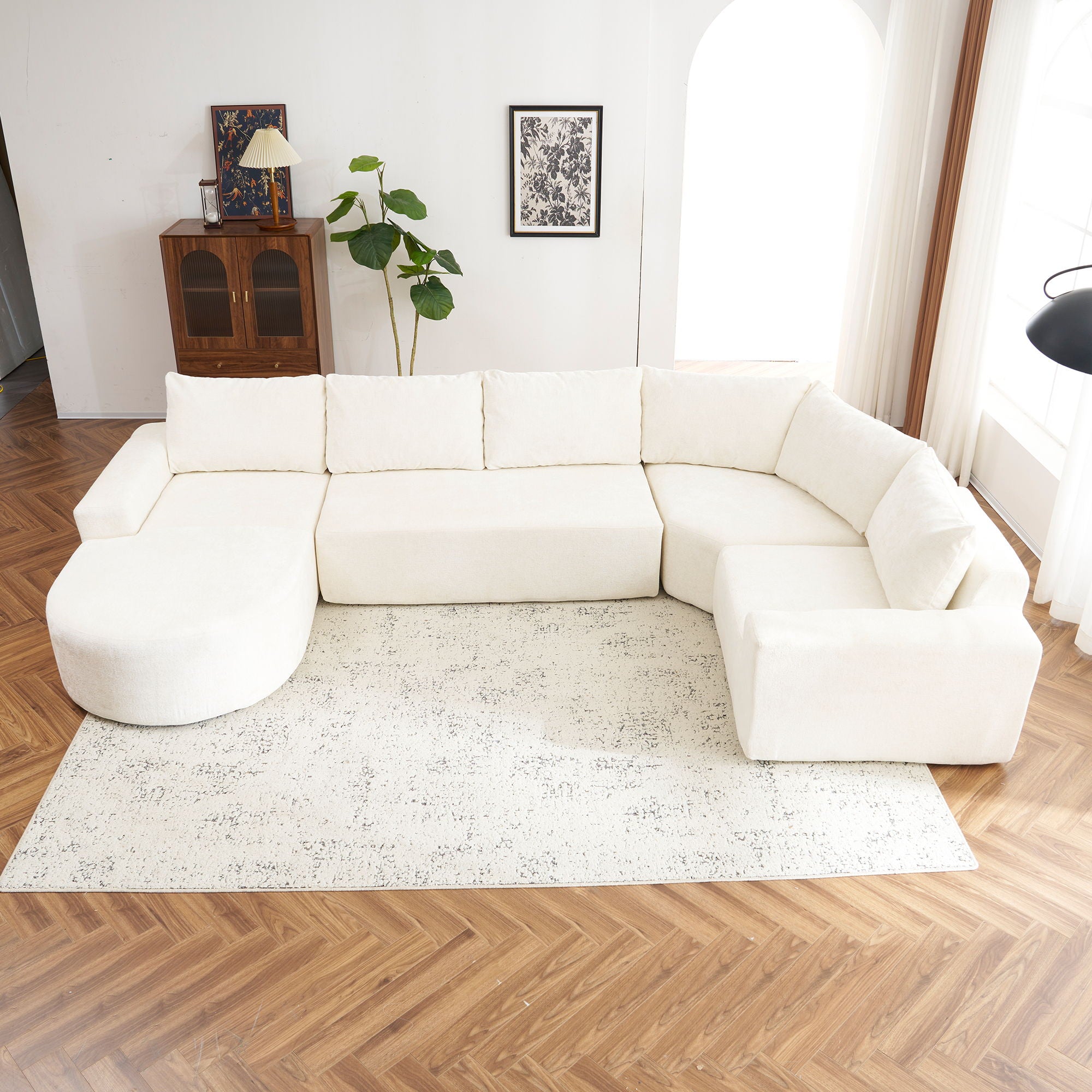 U-Shaped Oversized Modular Cloud Sectional Sofa With Deep Seat For Living Room