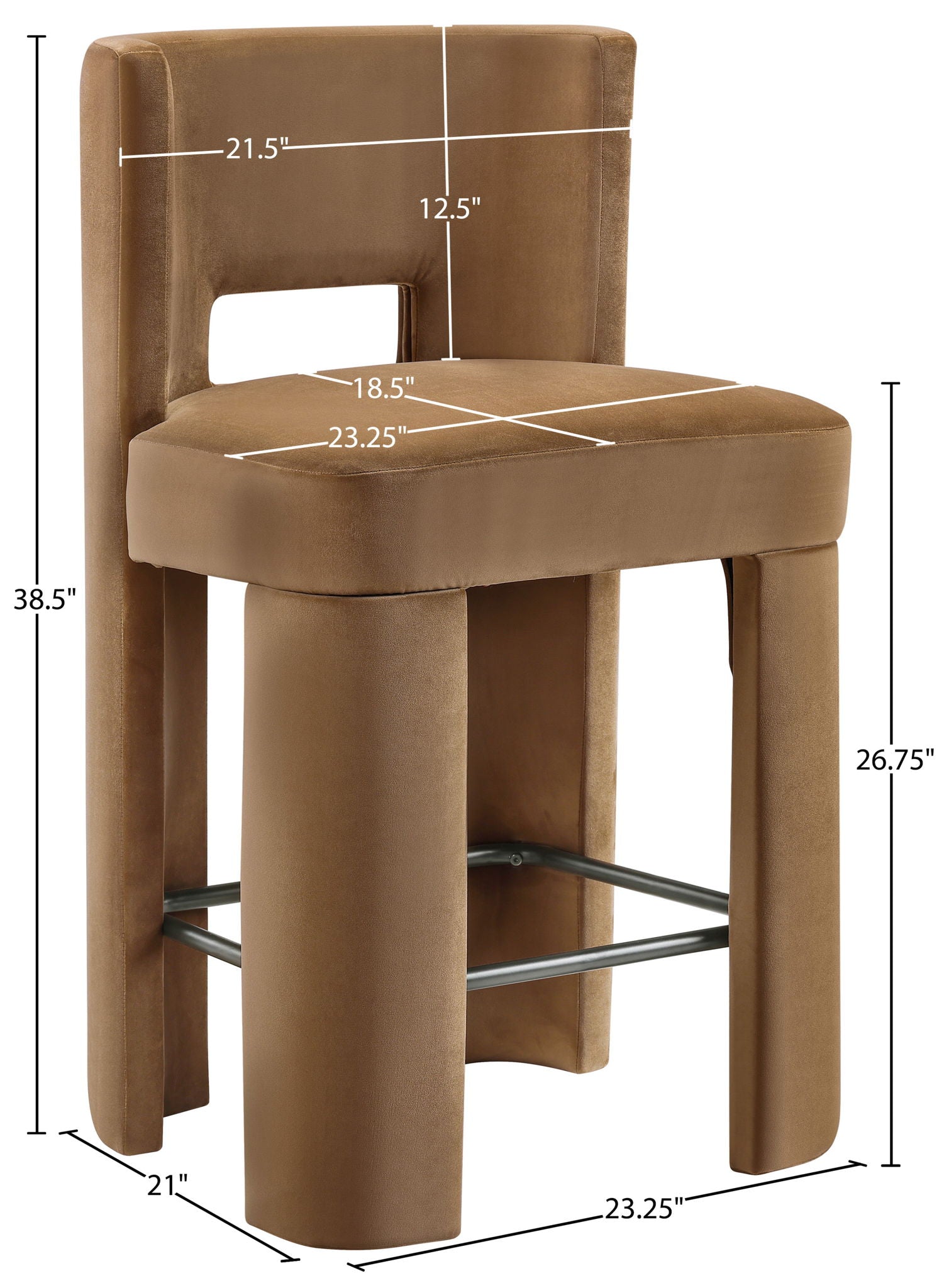 Zuno - Velvet Performance Fabric Upholstered Counter Stool (Set of 2) - Saddle