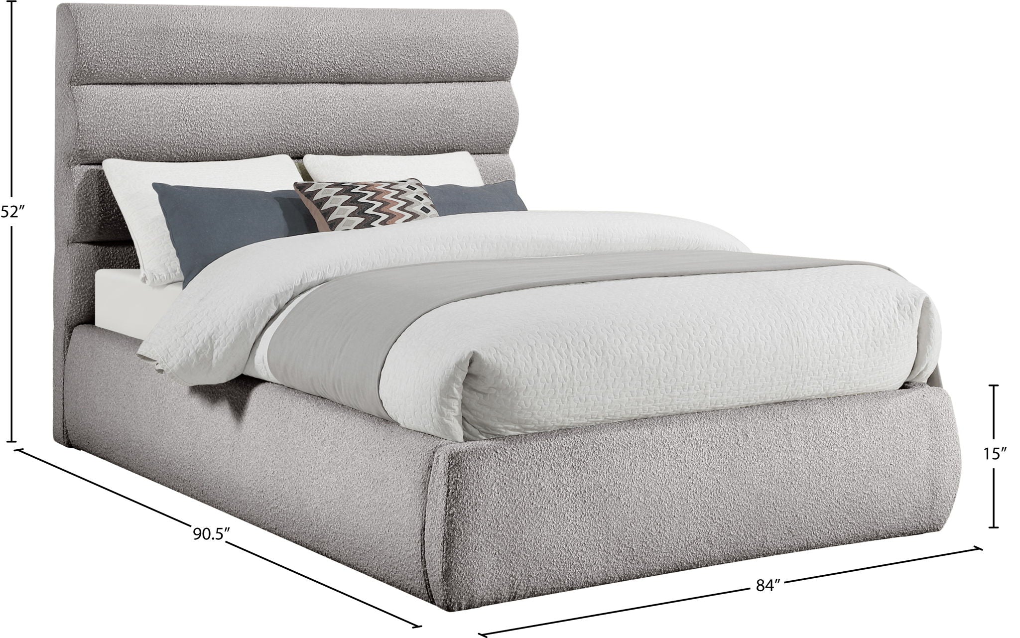 Adam - Boucle Fabric Bed With 52" Headboard