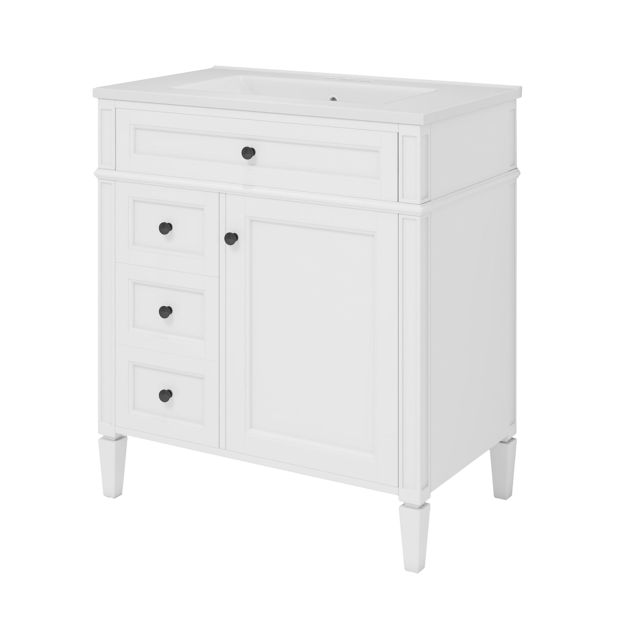 Bathroom Vanity With Top Sink, Storage Cabinet With 2 Drawers, Tip Out Drawer