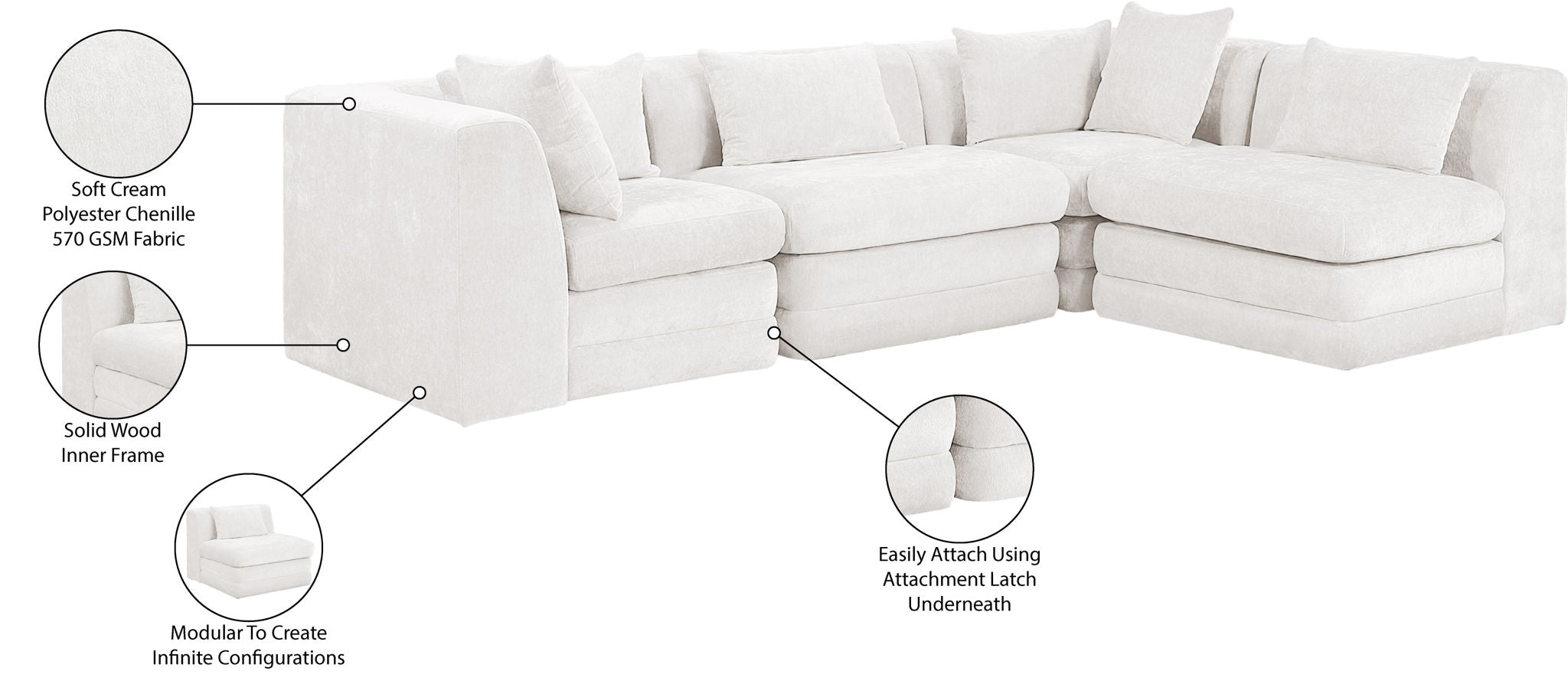 Stellar - 4 Piece Upholstered Modular Sectional