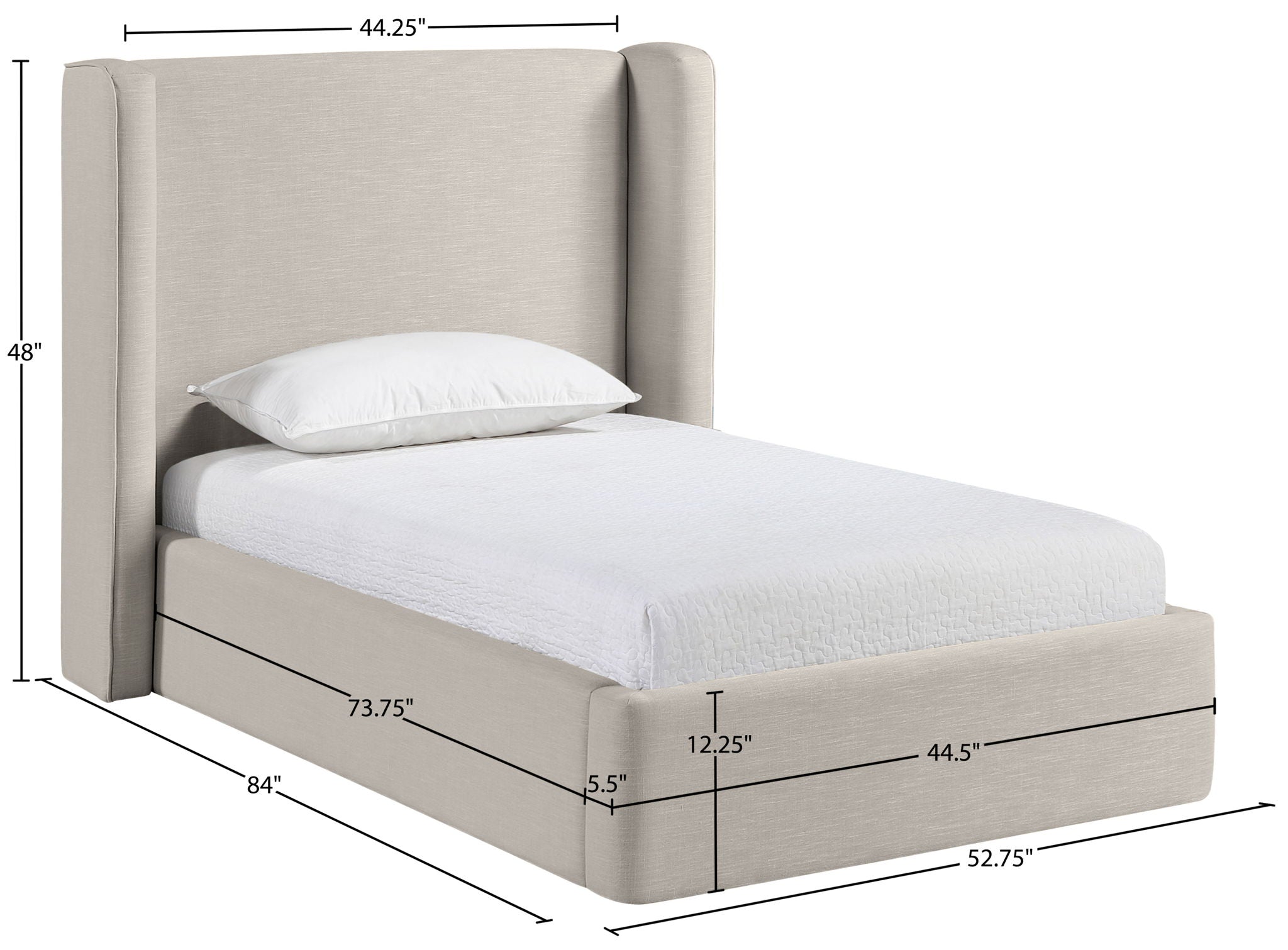 Kendall - Linen Textured Fabric Upholstered Bed