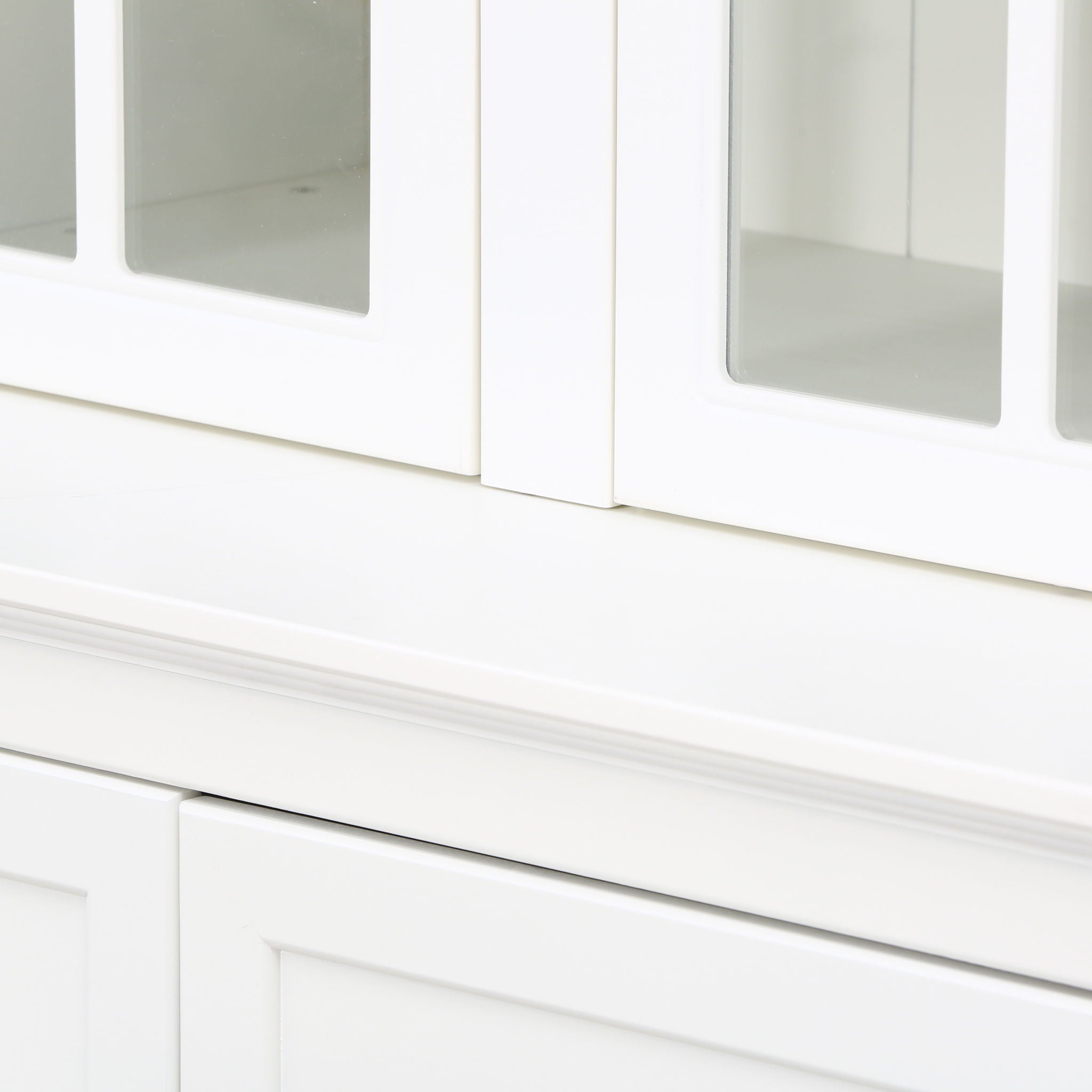 Retro Style Hutch Cabinet With Glass Door, China Cabinet For Home
