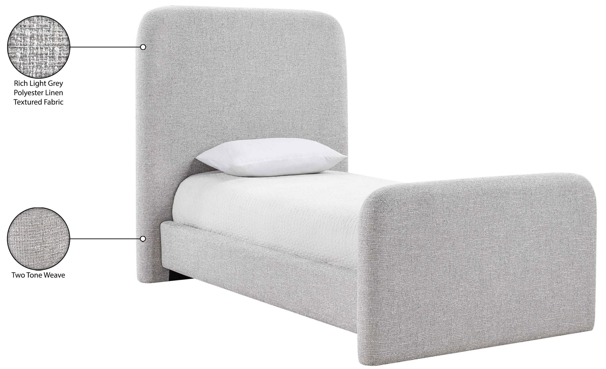 Fira - Linen Textured Fabric Upholstered Bed