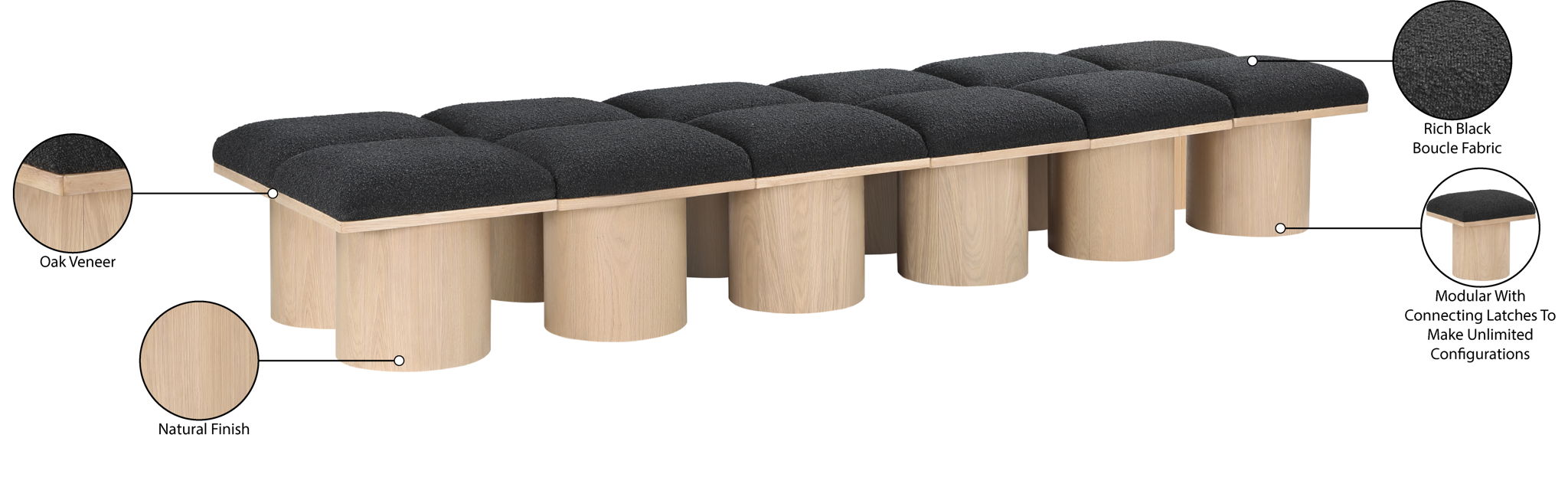 Pavilion - 12 Piece Modular Bench With Natural Base