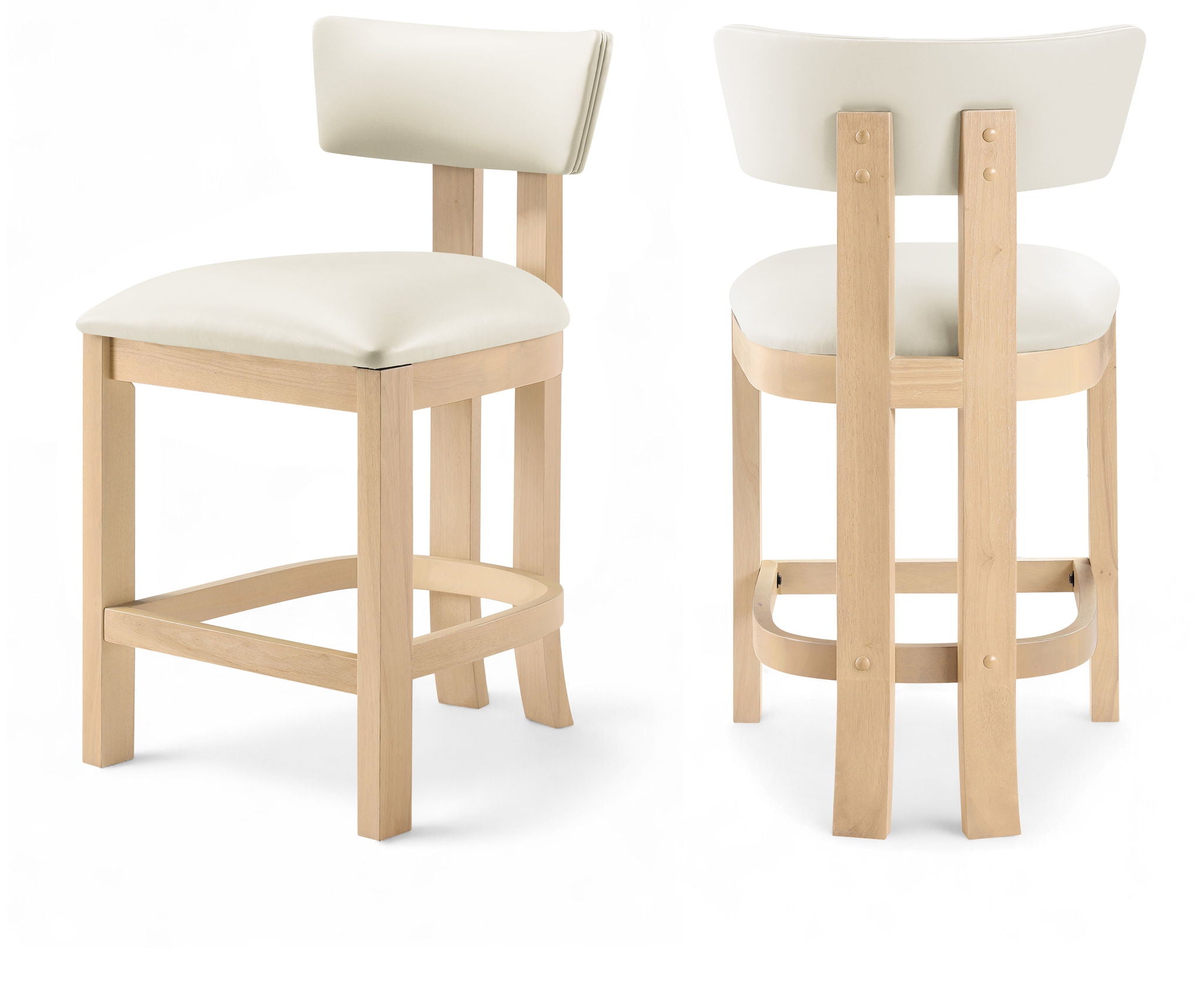 Lavrin - Vegan Leather Counter Stool (Set of 2) - Natural Base