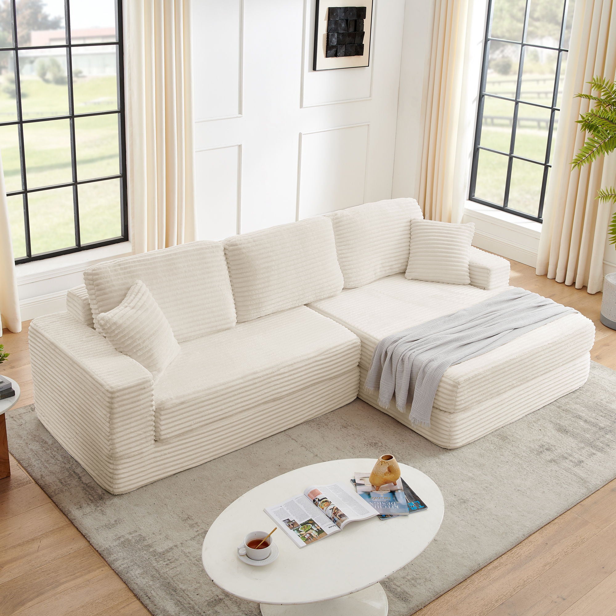 Modern Minimalist L Shape Modular Sectional Sofa, Couch