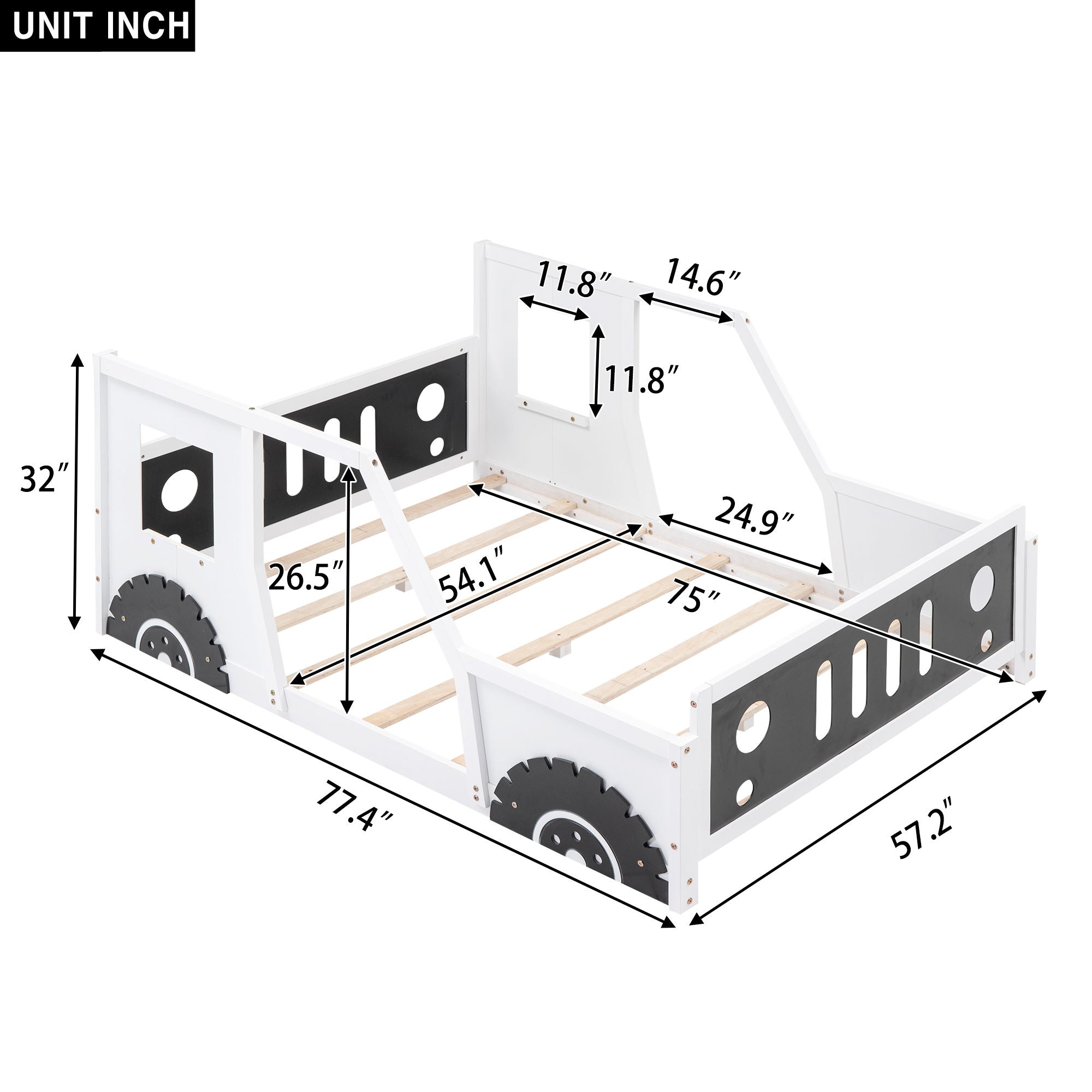 Classic Car Shaped Platform Bed With Wheels