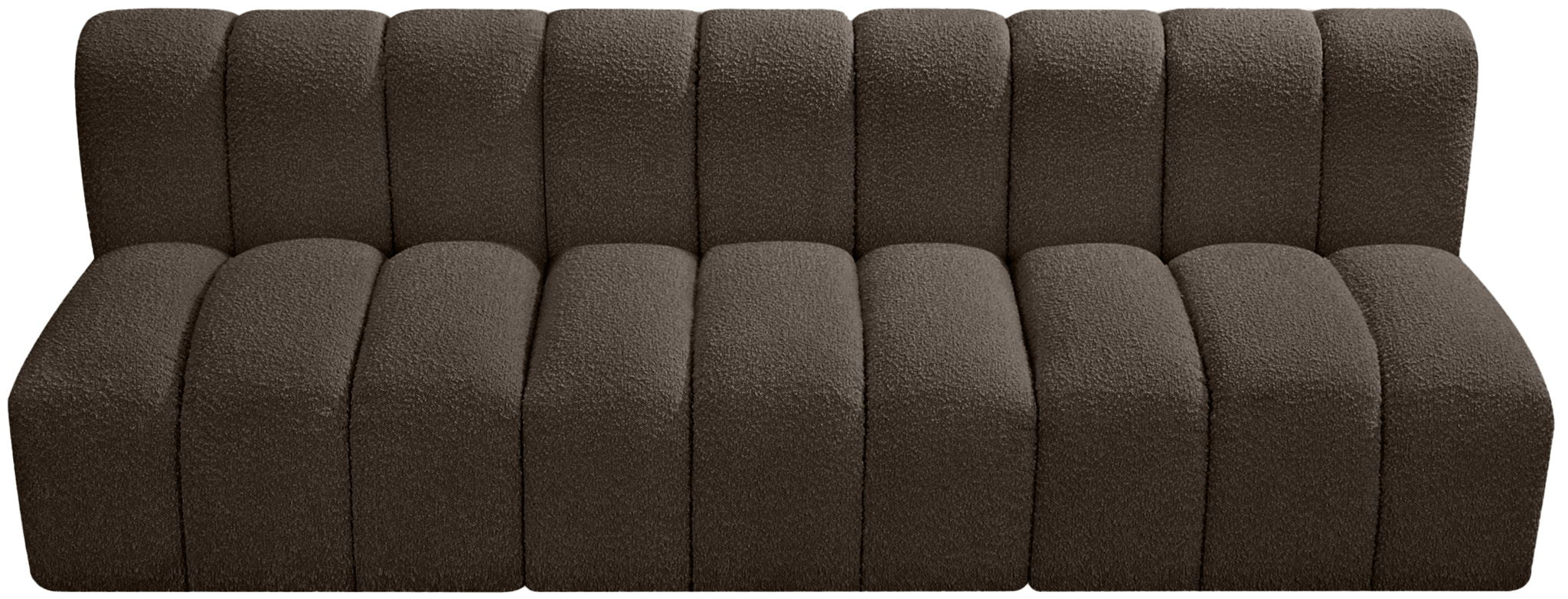 Arc - Boucle Fabric 3 Piece Modular Straight Sofa - Brown