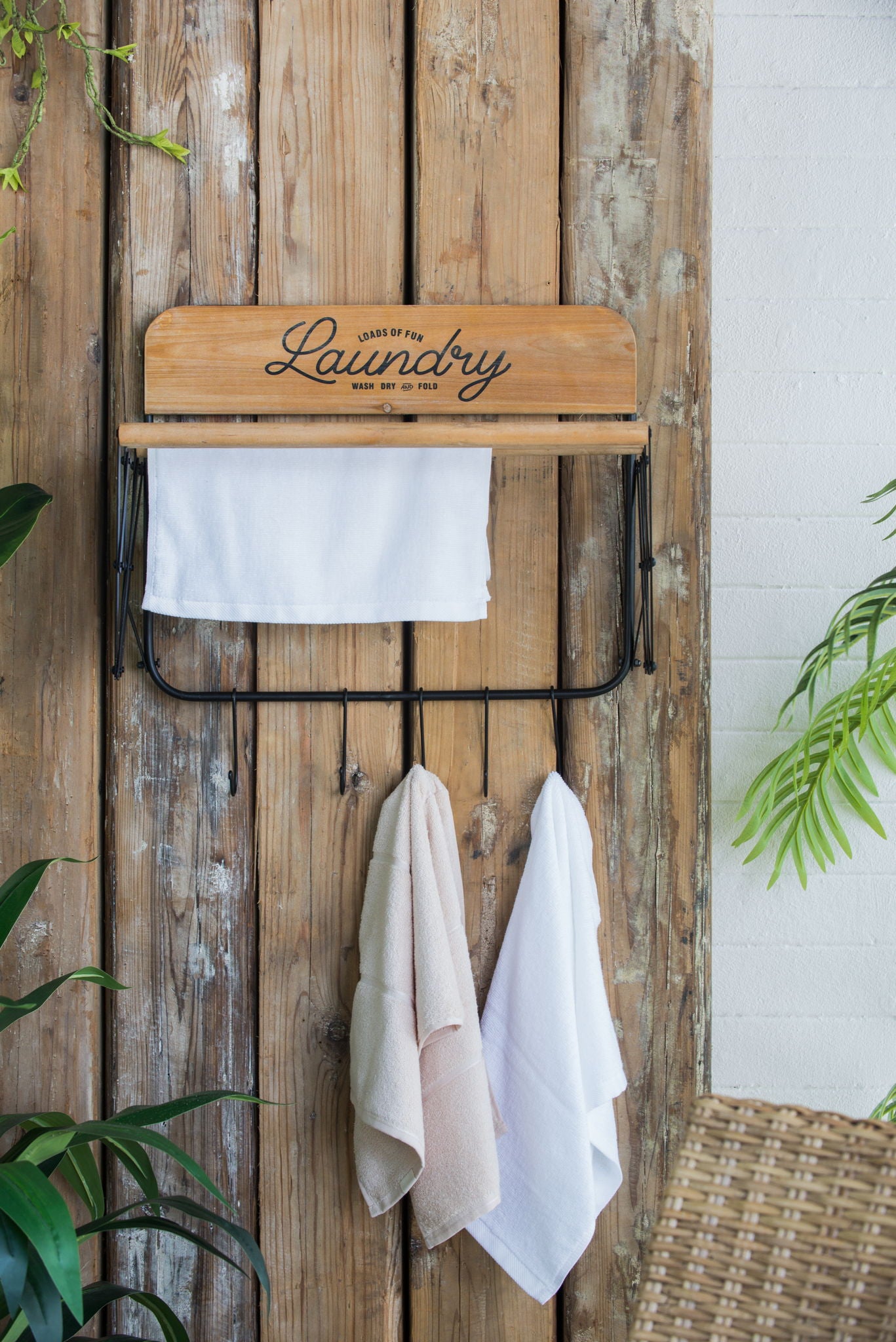 Laundry Rack With Accordion Design - Brown / Black - Black Brown