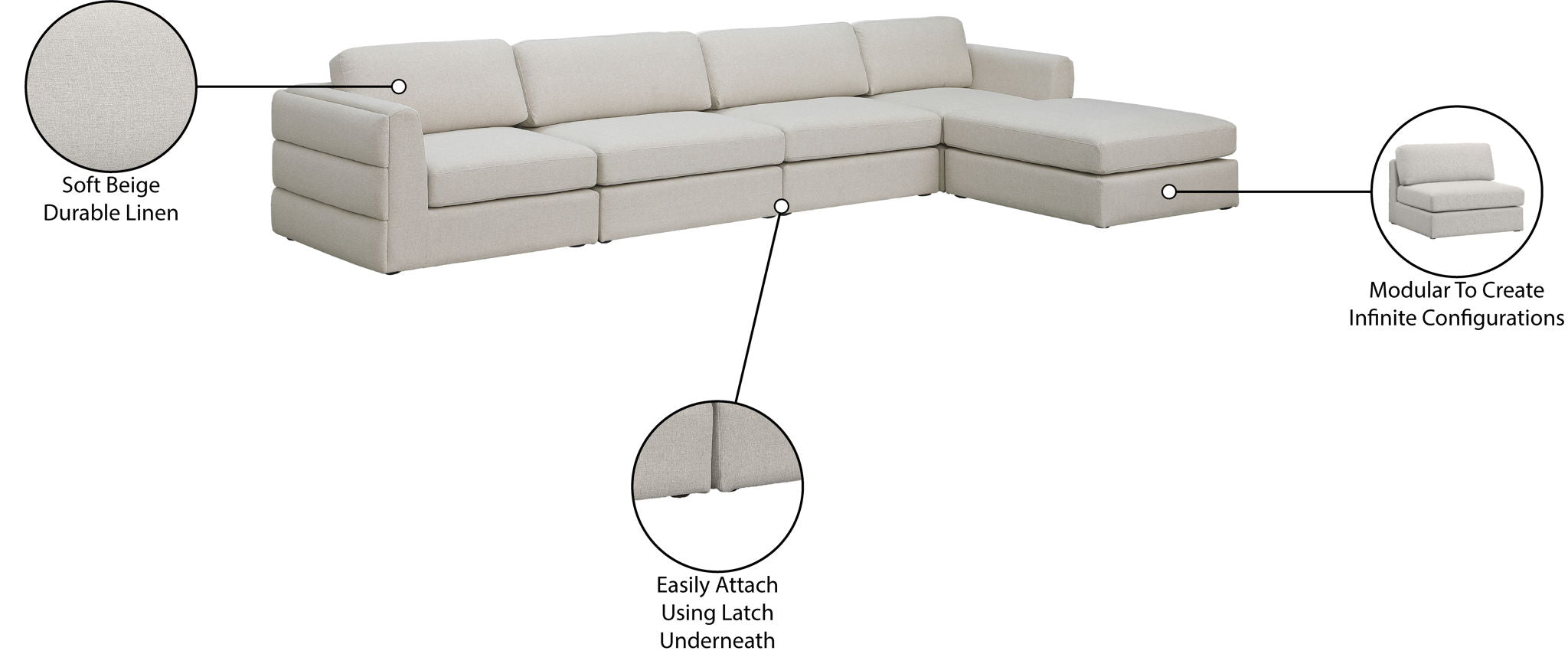 Beckham - 5 Piece Modular L-Shaped Sectional