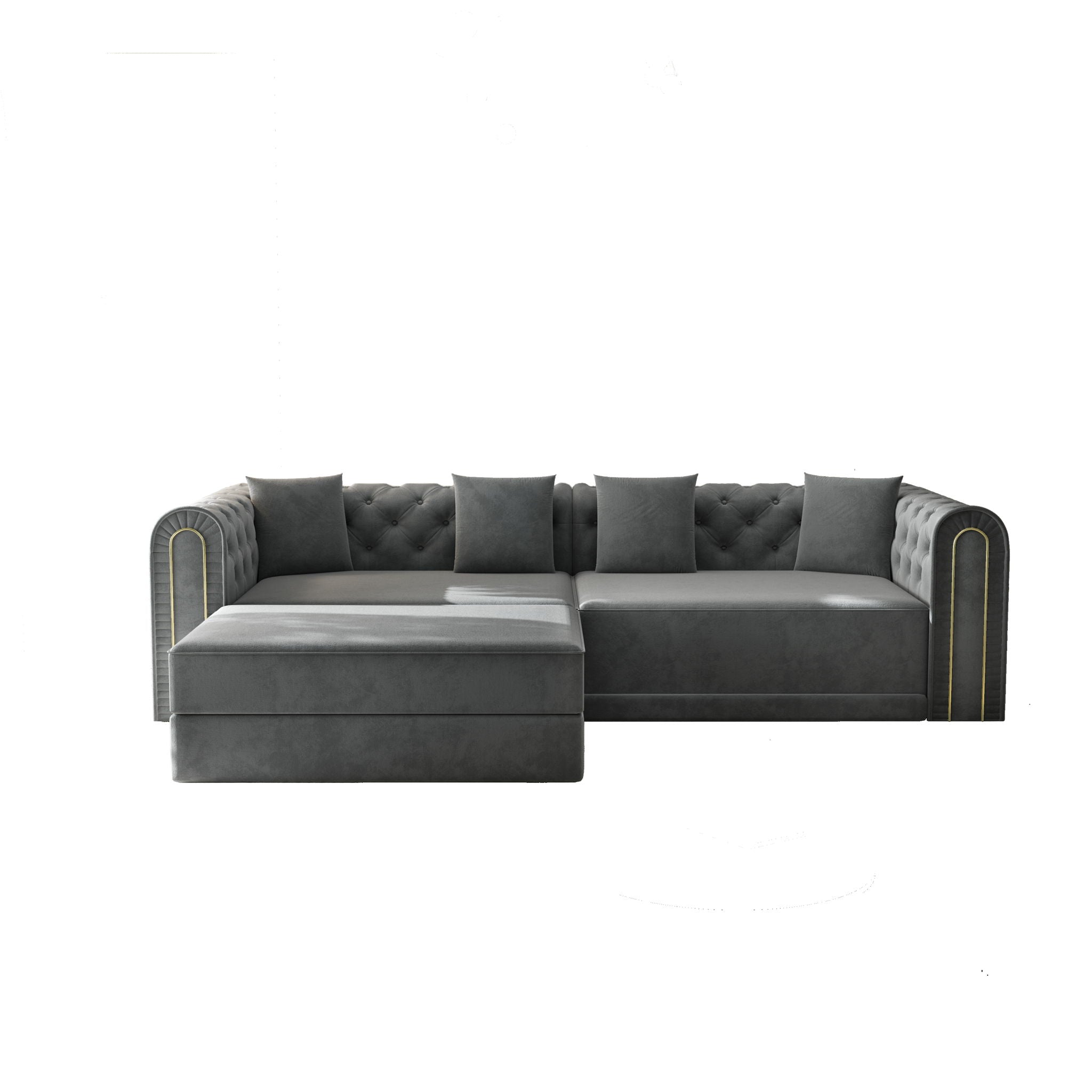 3-In-1 Convertible Sleeper Sofa With Movable Ottoman For Living Room