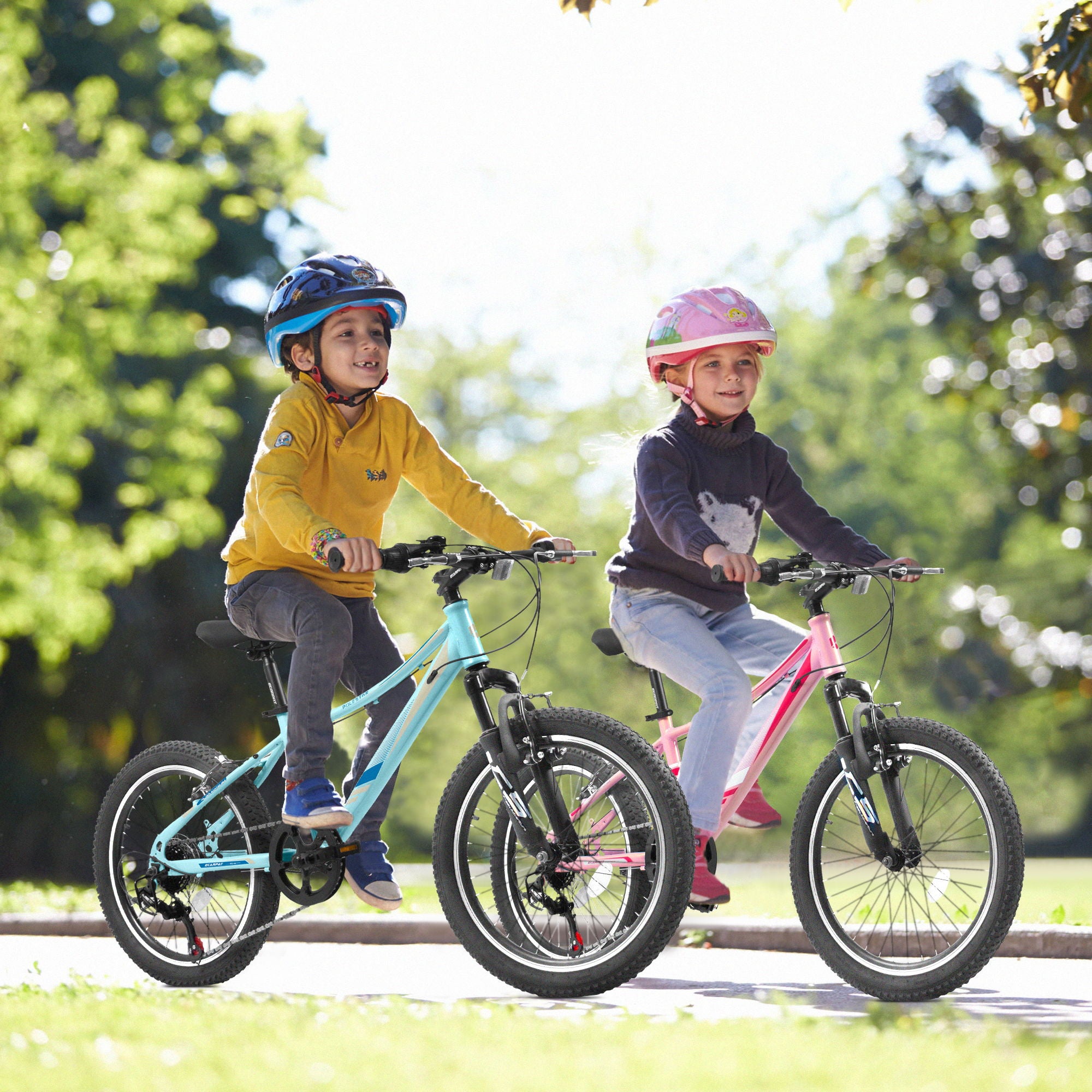 S20101 20" Kids' Bike, Boys Girls Mountain Bike Ages 8-12, 7 Speed Teenager Children Kids' Bicycles, Front Suspension Disc Brake Rear V-Brake, High Steel Frame