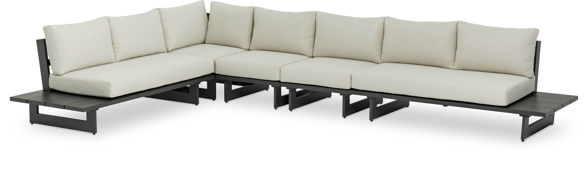 Maldives - 5 Piece Water Resistant Outdoor Patio Modular Sectional With Gray Base