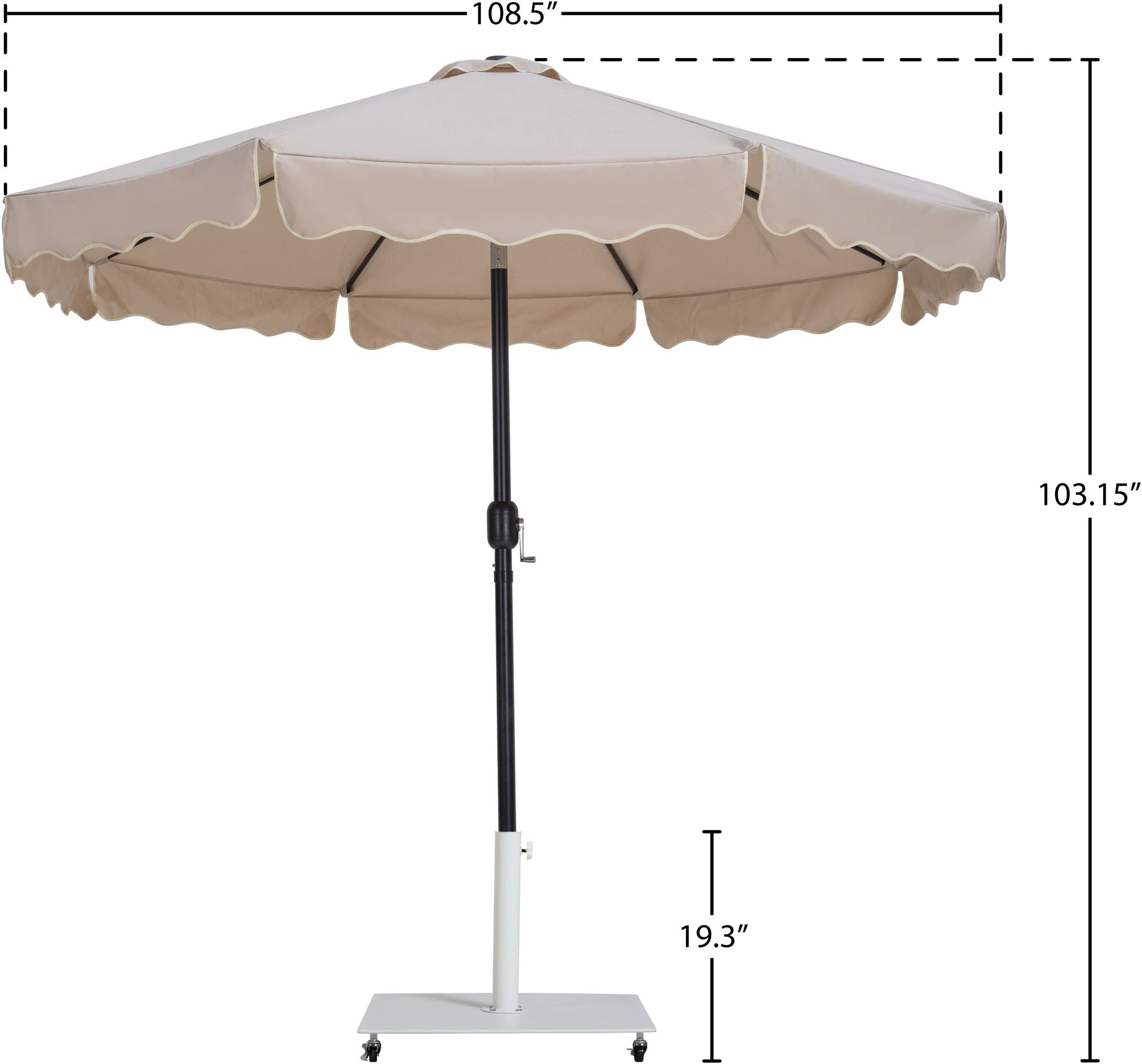 Amalfi - Aluminum Patio Umbrella - White Base / Black Pole