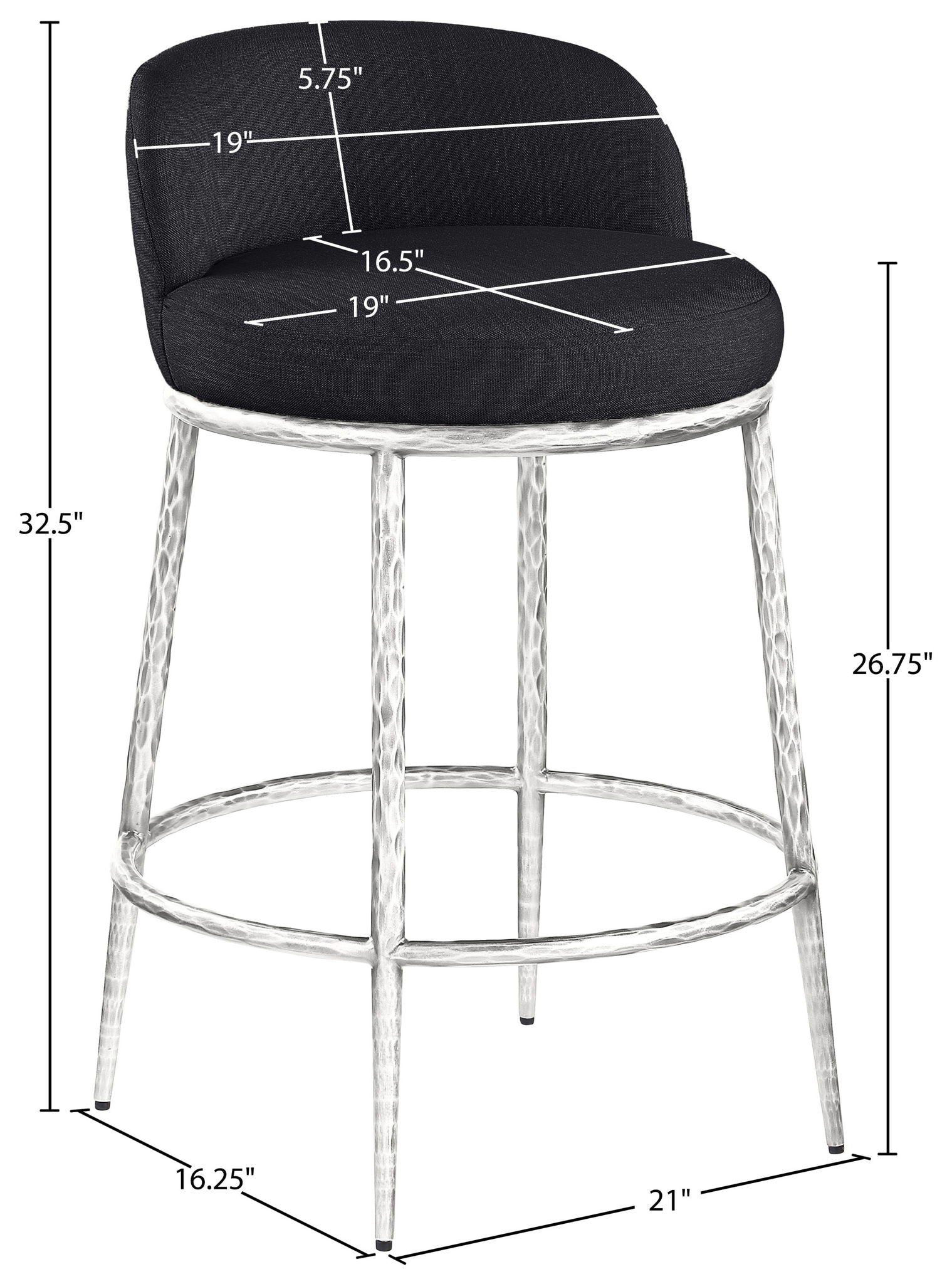 Ferro - Upholstered Counter Stool With Brushed Silver Base
