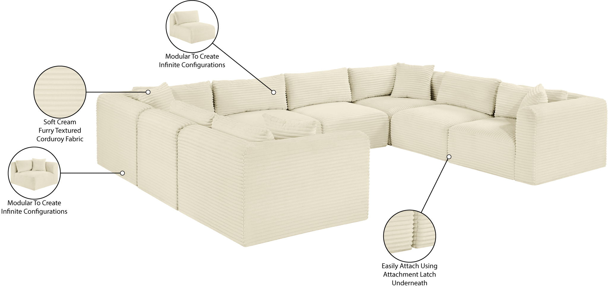 Shaggy - 8 Piece Modular U-Shaped Sectional