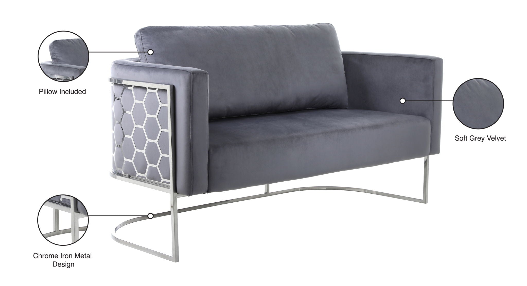 Casa - Loveseat with Chrome Legs