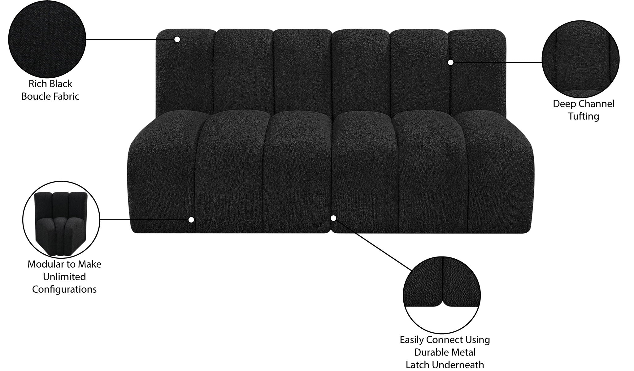 Arc - Boucle Fabric 2 Seats Modular Sofa