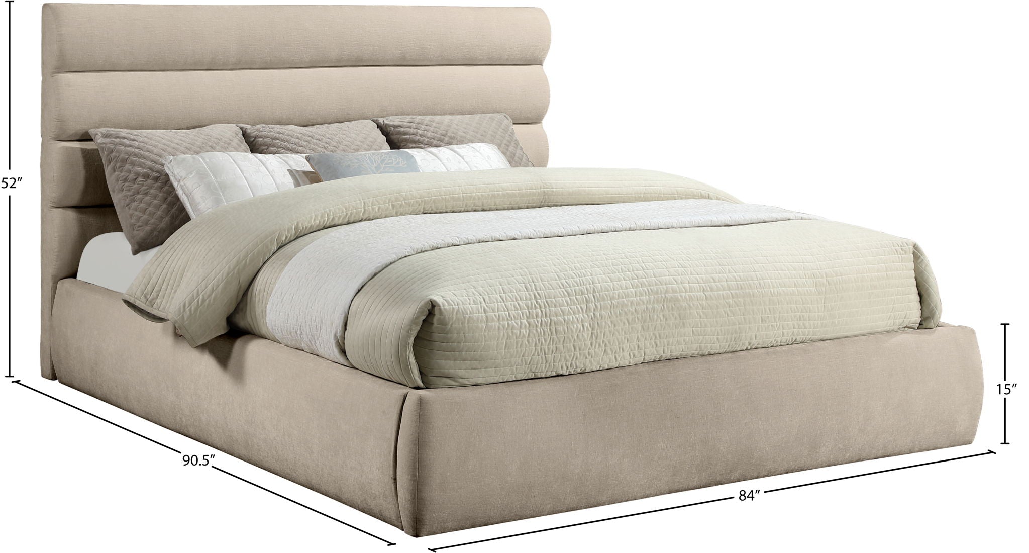 Adam - Chenille Fabric Bed With 52" Headboard