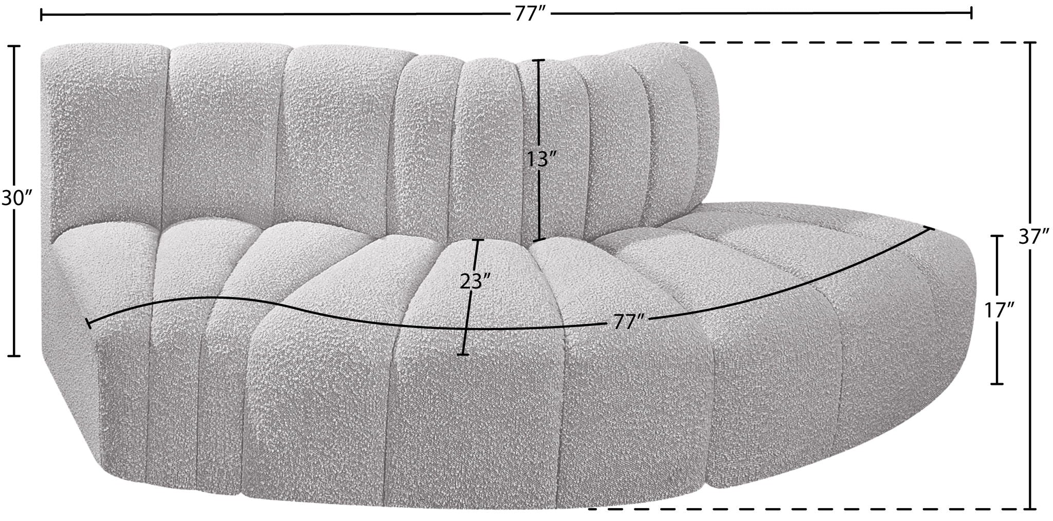 Arc - Boucle Fabric 3 Piece Modular Sofa