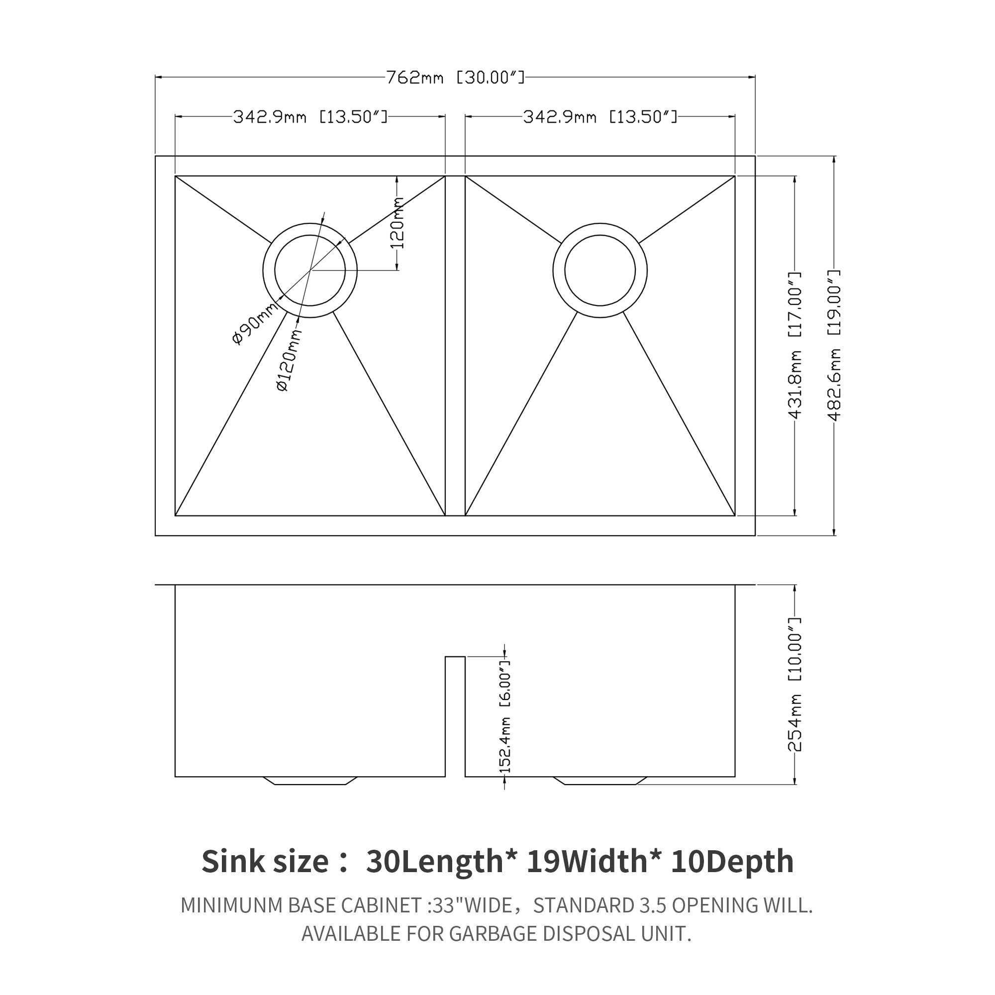 Modern Double Bowl Undermount Kitchen Sink 50 / 50 Design Stainless Steel