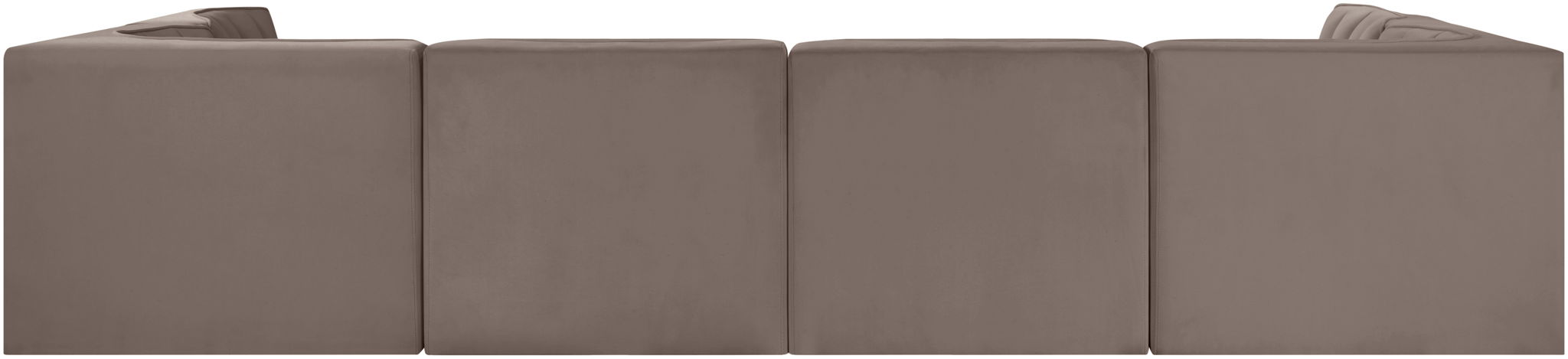 Rummi - Armless Velvet Performance Fabric Upholstered 6 Piece Modular Sectional