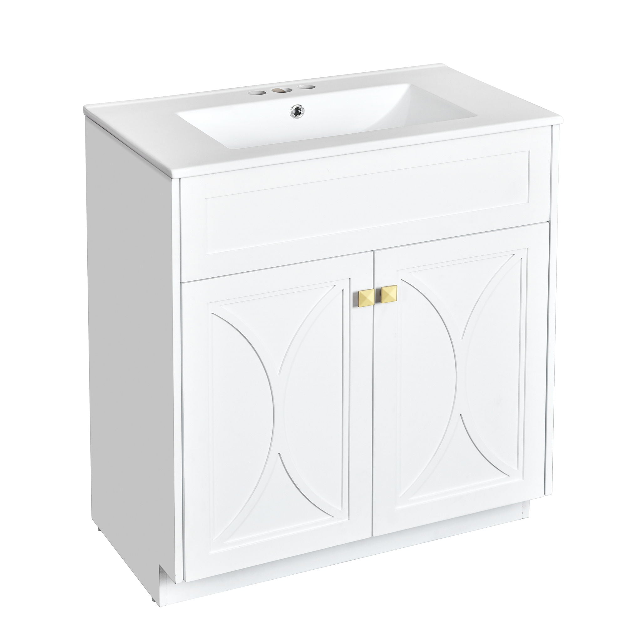 Bathroom Vanity With Sink, Freestanding Storage Cabinet With Handles, Soft Closing Doors