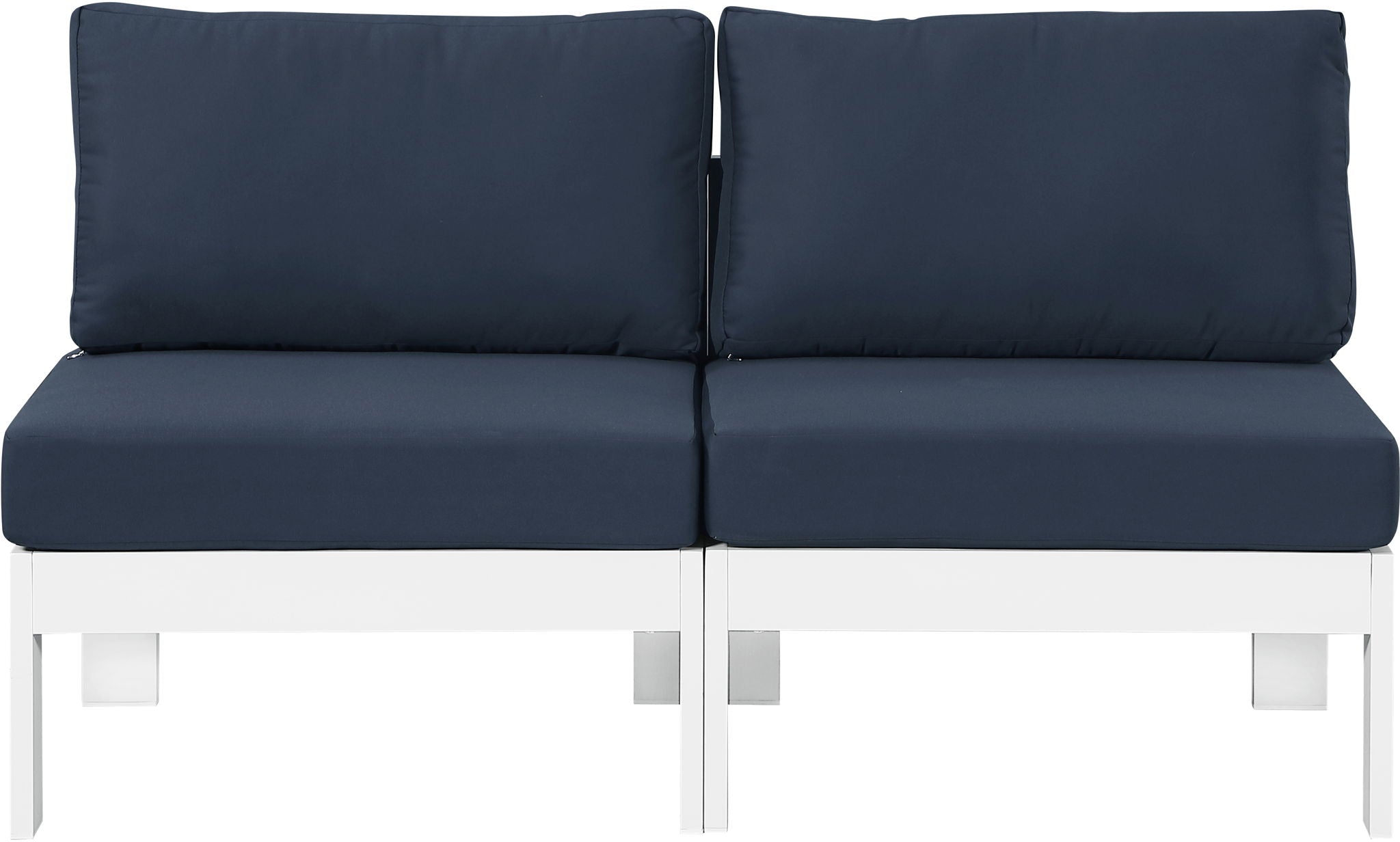 Nizuc - Outdoor Patio 2 Seat Armless Modular Sofa With White Frame