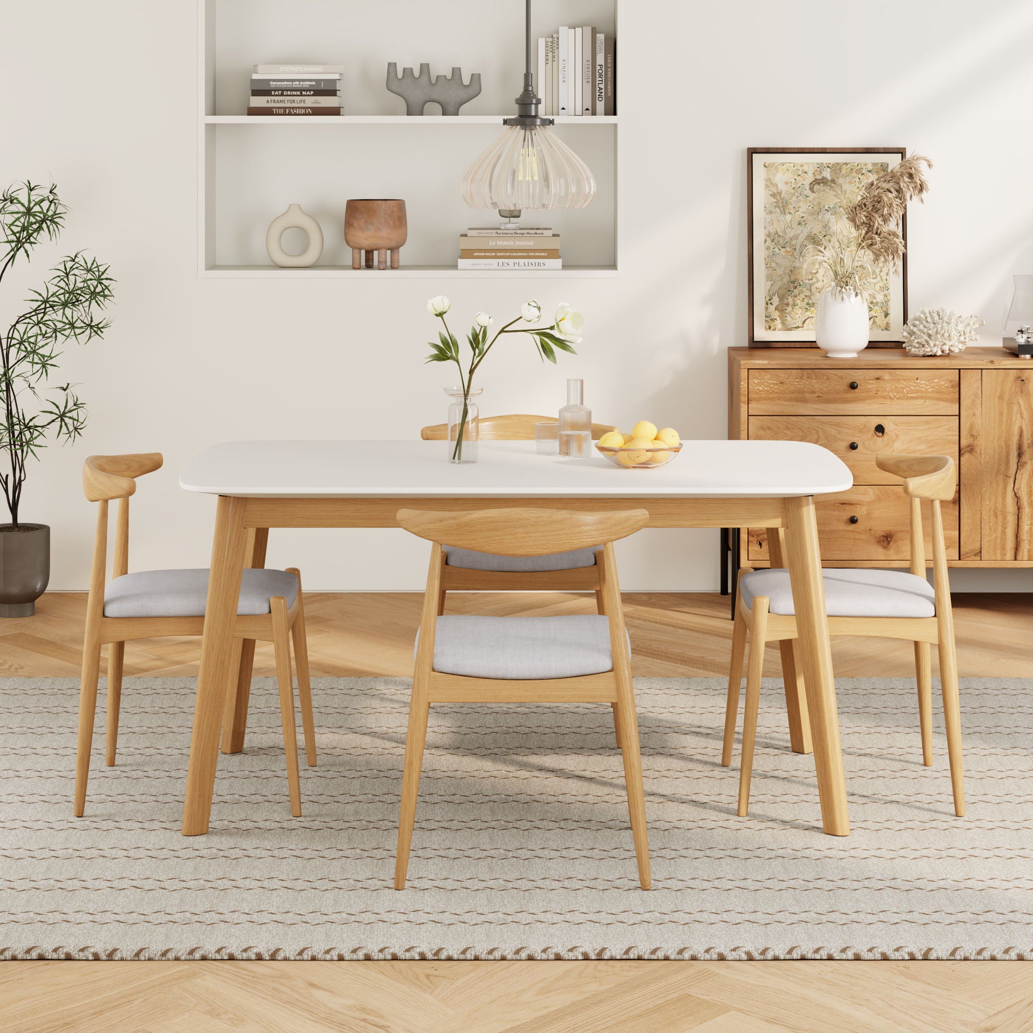 5 Piece Dining Set With Upholstered Chairs