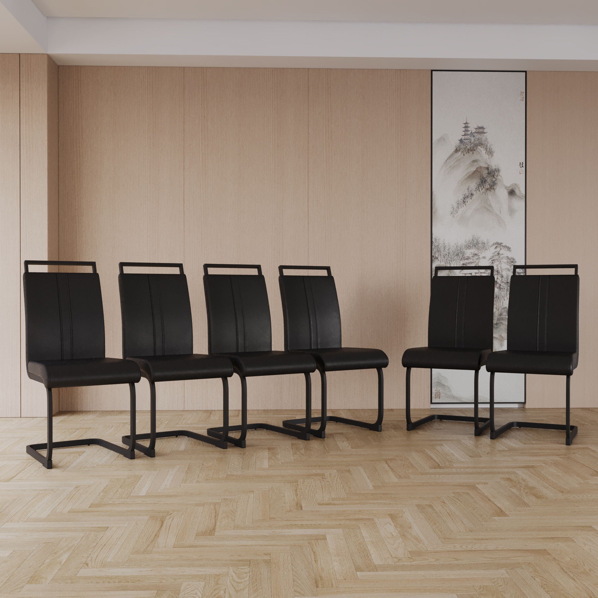 Modern Dining Chairs With High Back Upholstered Design Metal Legs