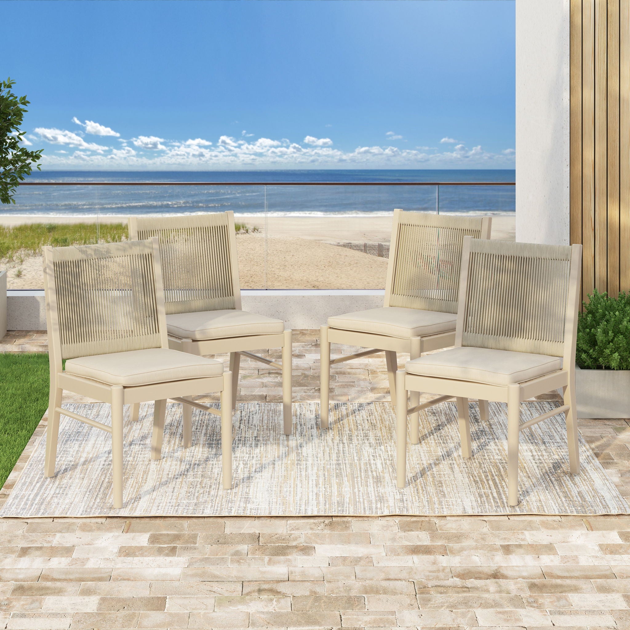 Cordoba - Dining Chair (Set of 2) Comfortable Armless Chairs - Beige