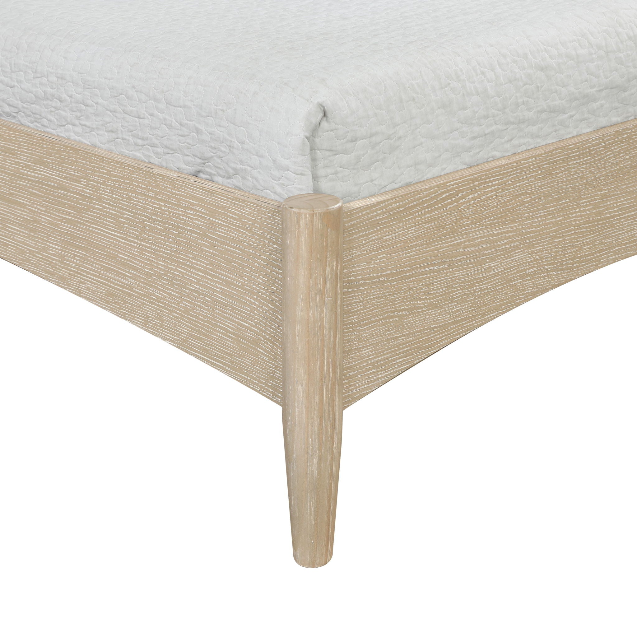 Santos - Vegan Leather Headboard And Wood Bed - Waxed Natural Frame