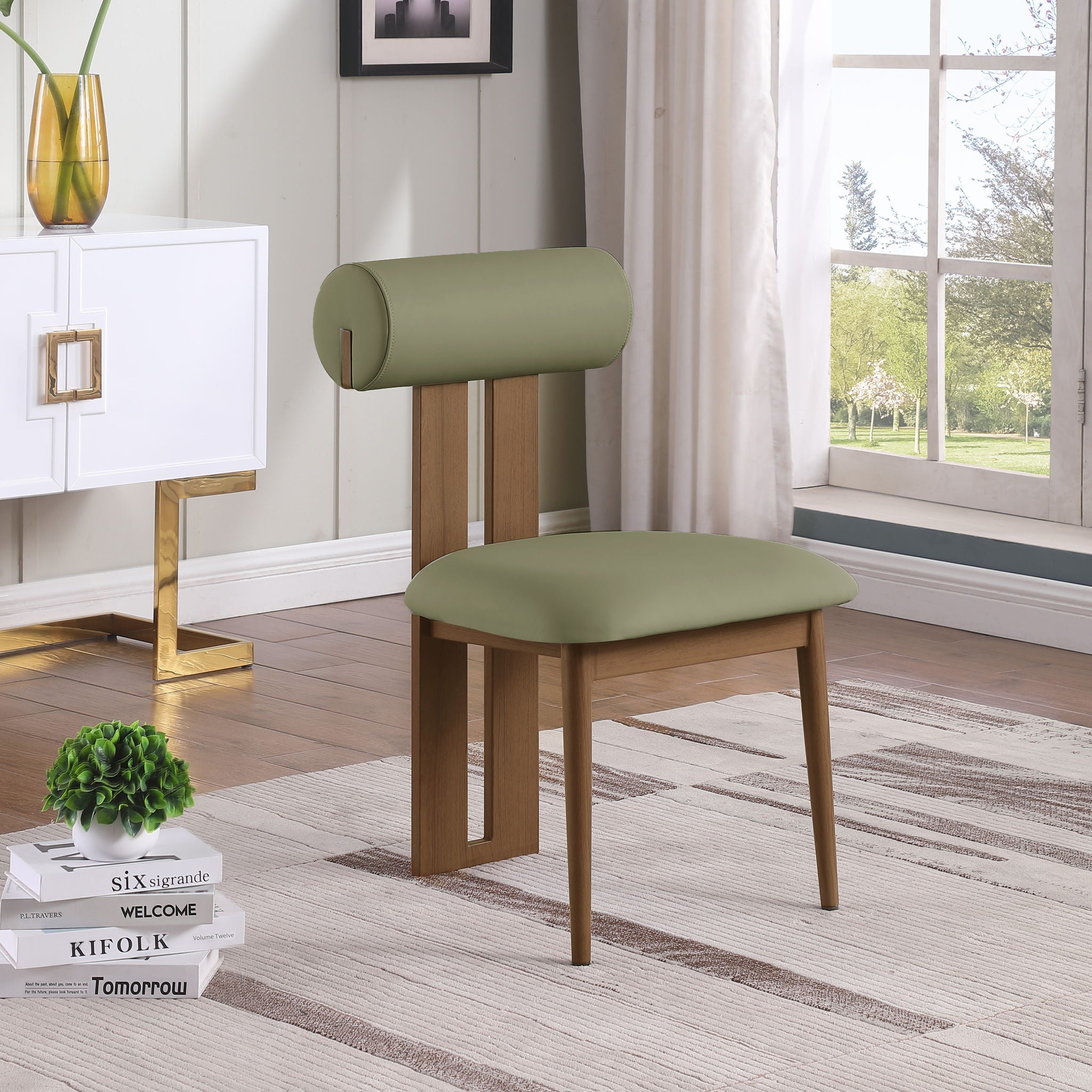 Dario - Faux Leather Dining Chair With Brown Frame (Set of 2)