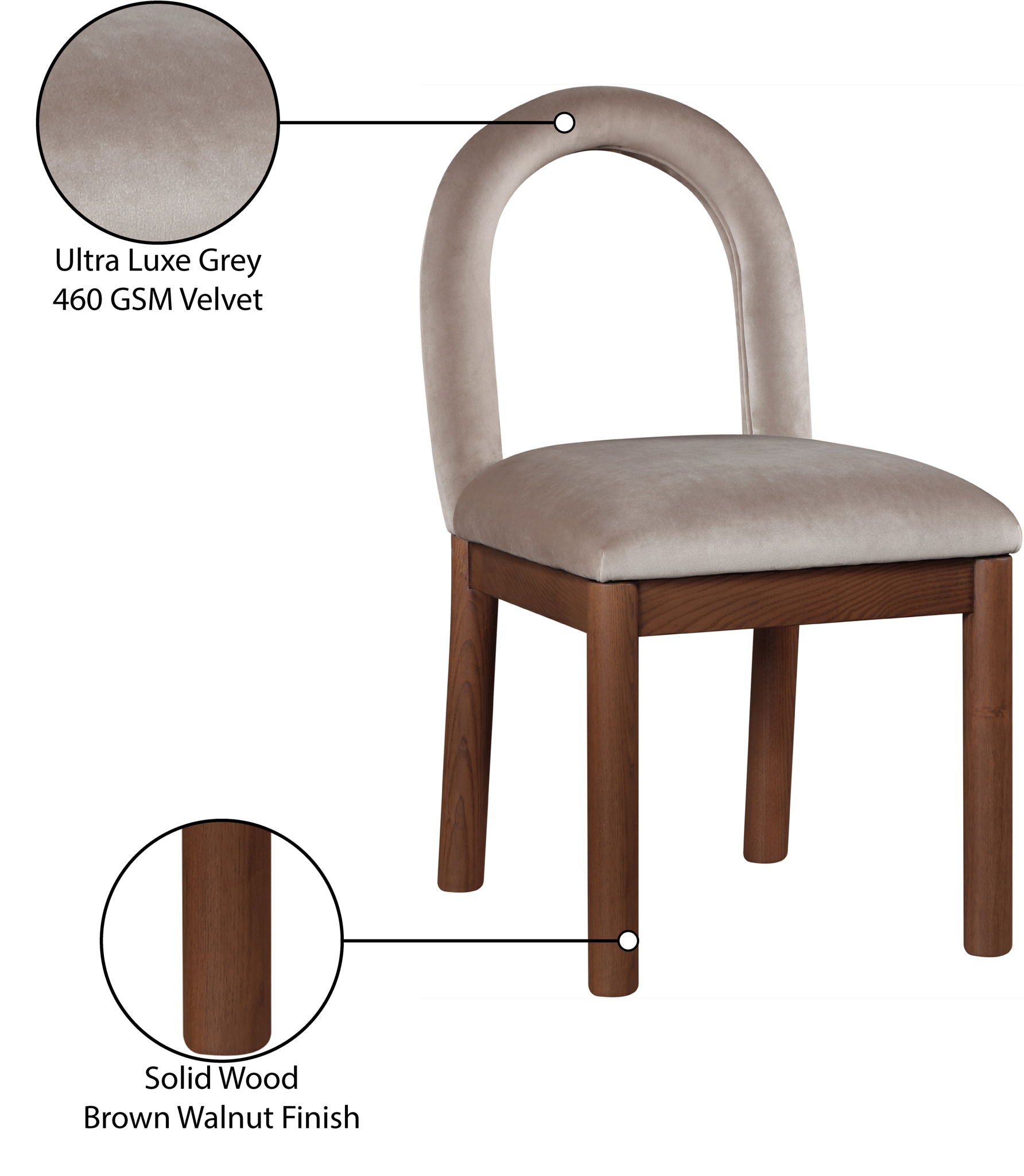 Conrad - Velvet Dining Chair With Brown Legs