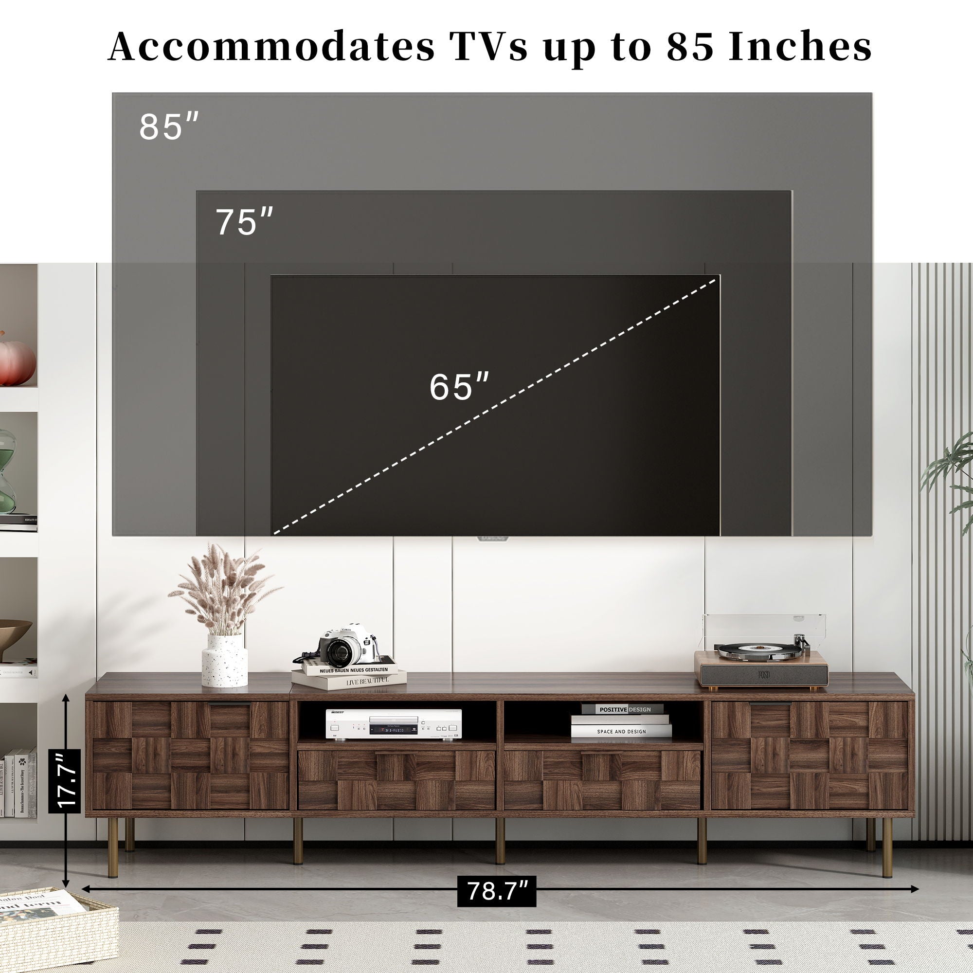 TV Stand With 2 Drawers, Media Console Table, Storage Cabinet With Cable Management