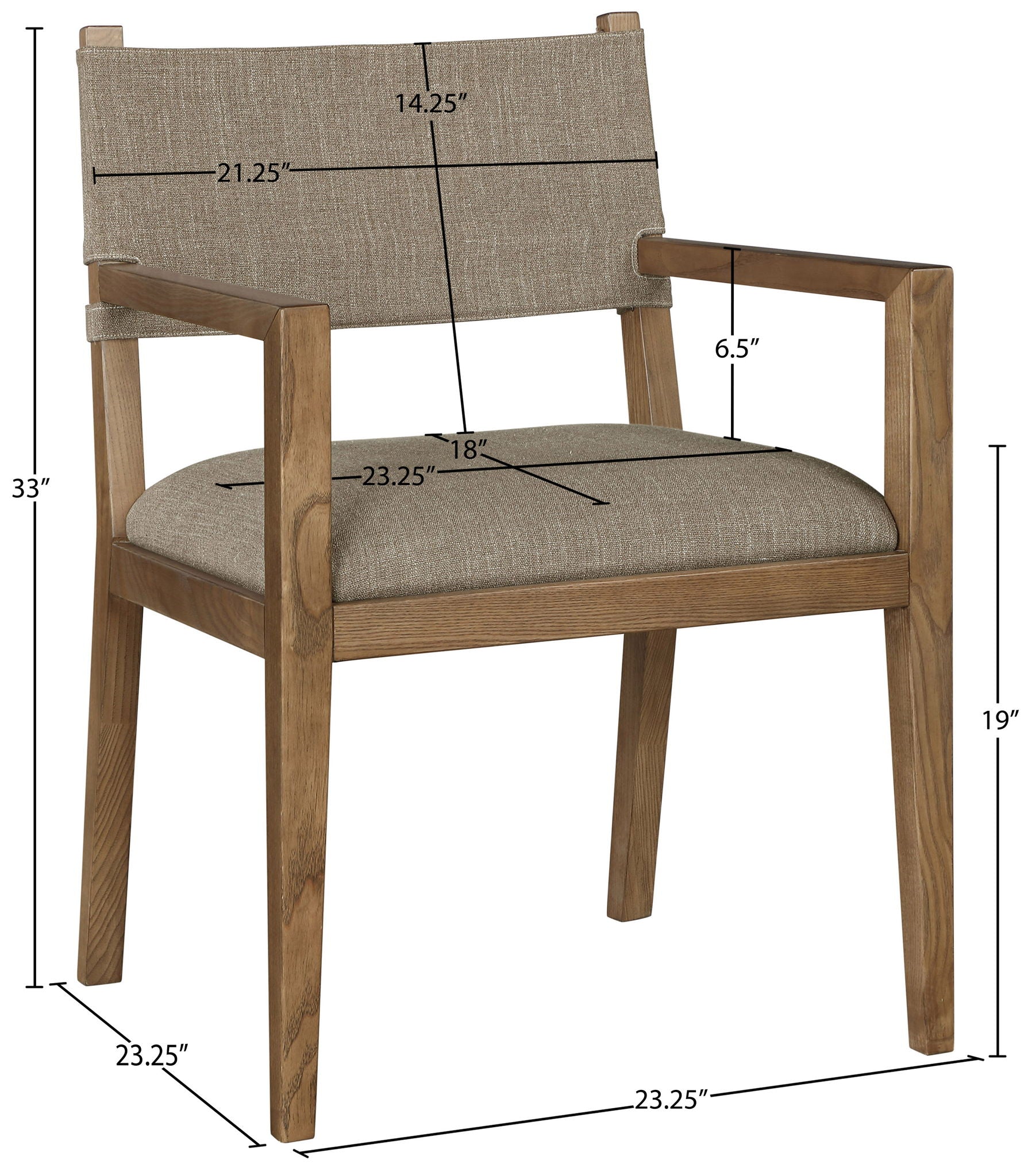 Avon - Linen Textured Performance Fabric Dining Arm Chair