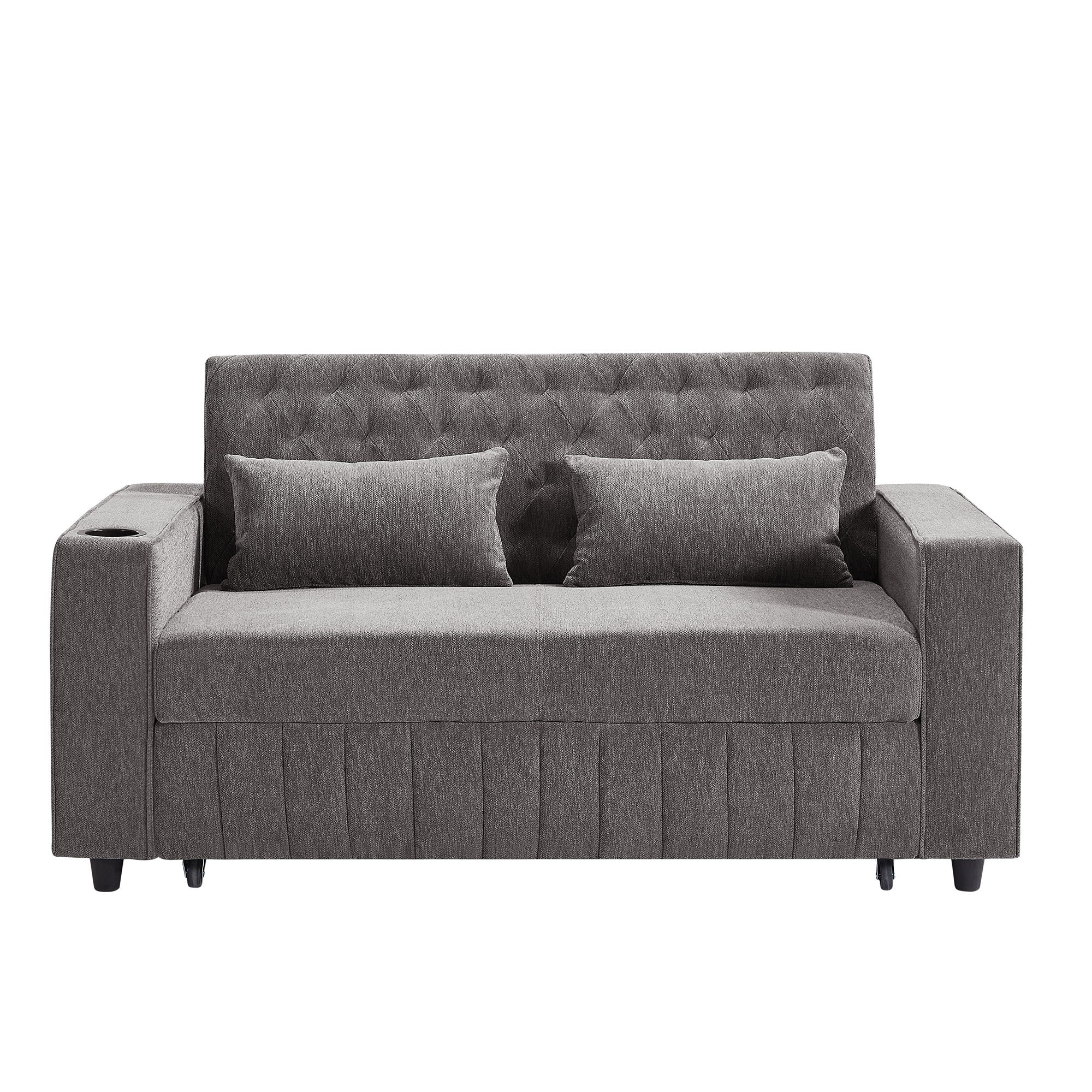 Pull-Out Sofa Bed Convertible Couch With Adjustable Backrest For Living Room