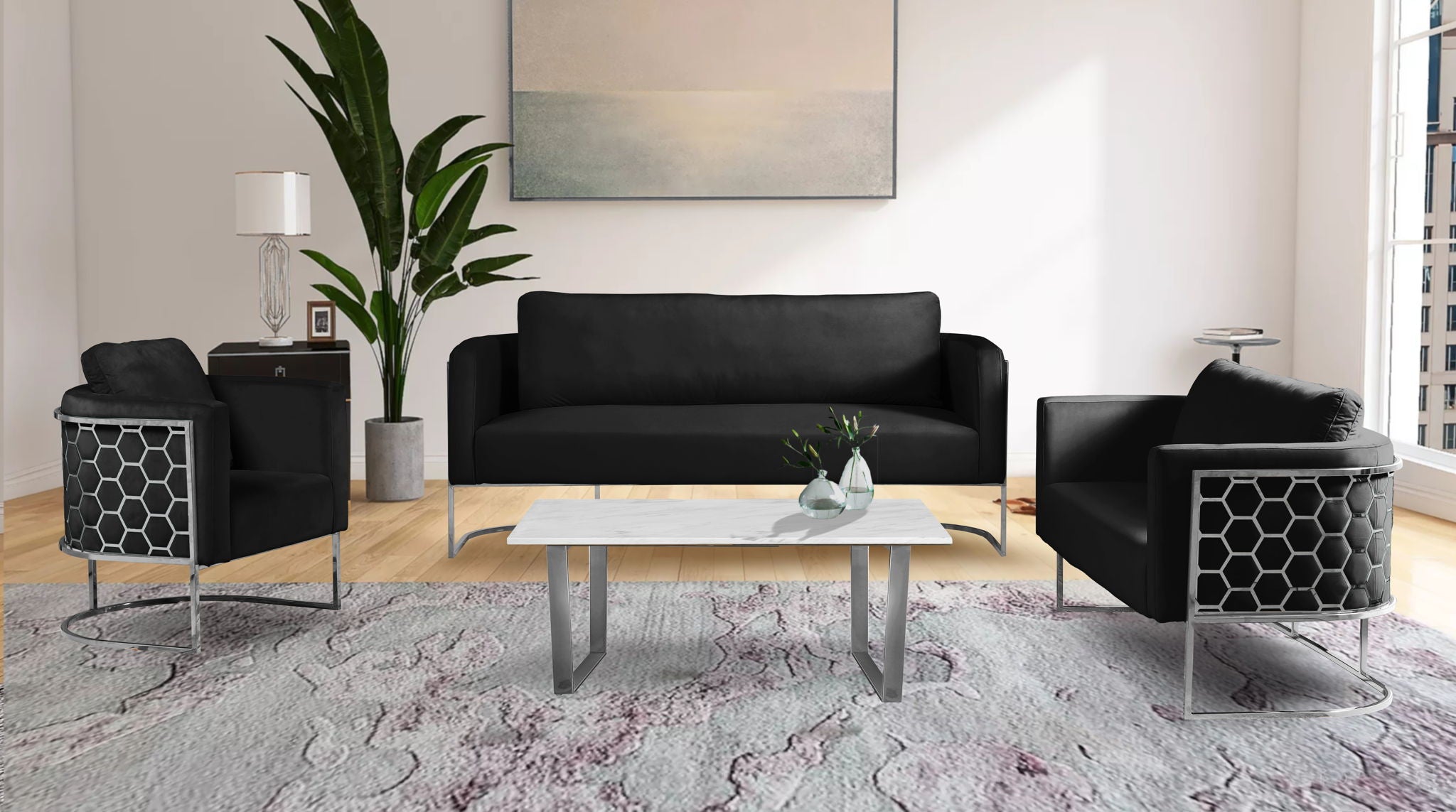 Casa - Loveseat with Chrome Legs