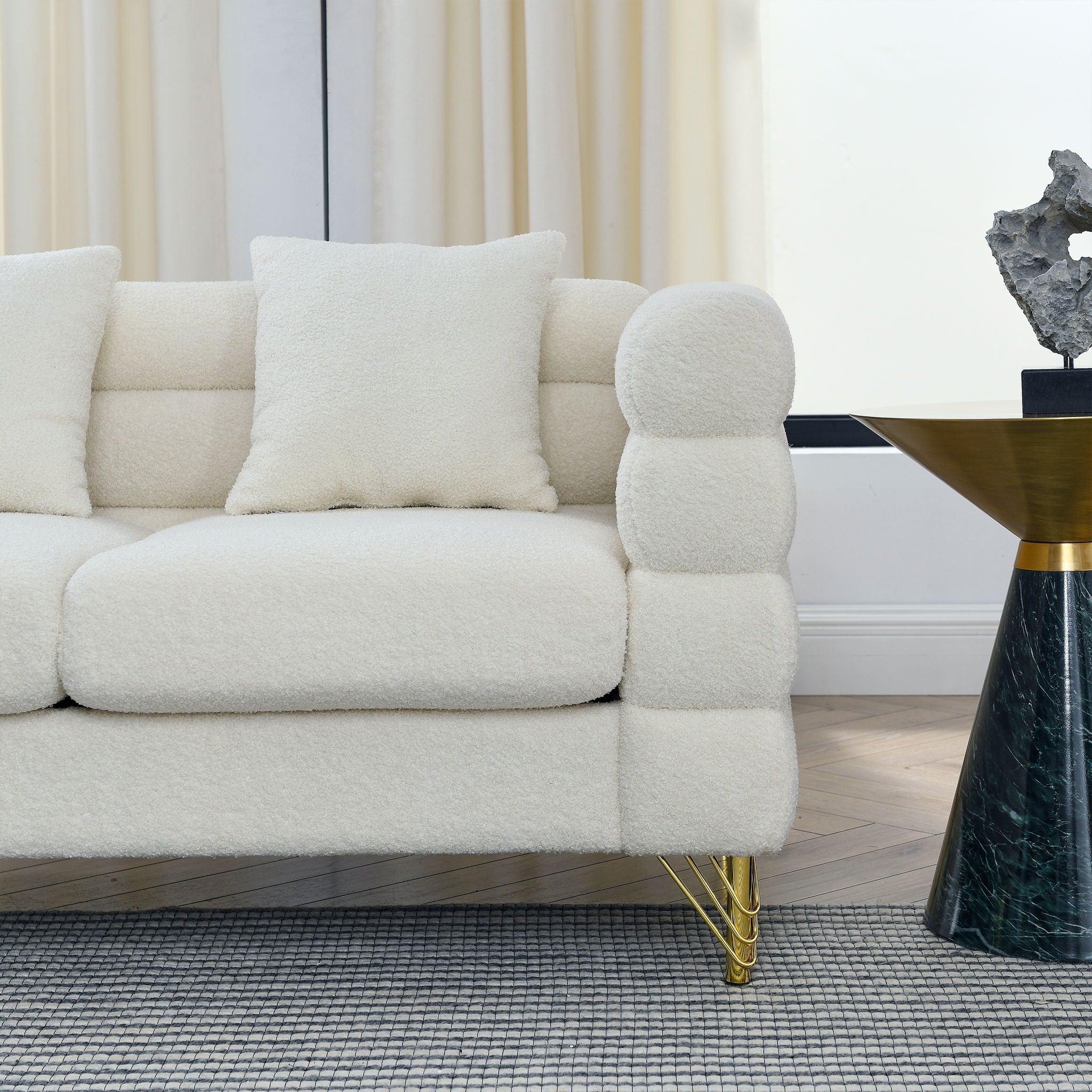 Oversized 2 Seater Sectional Sofa With Deep Seating And 2 Pillows